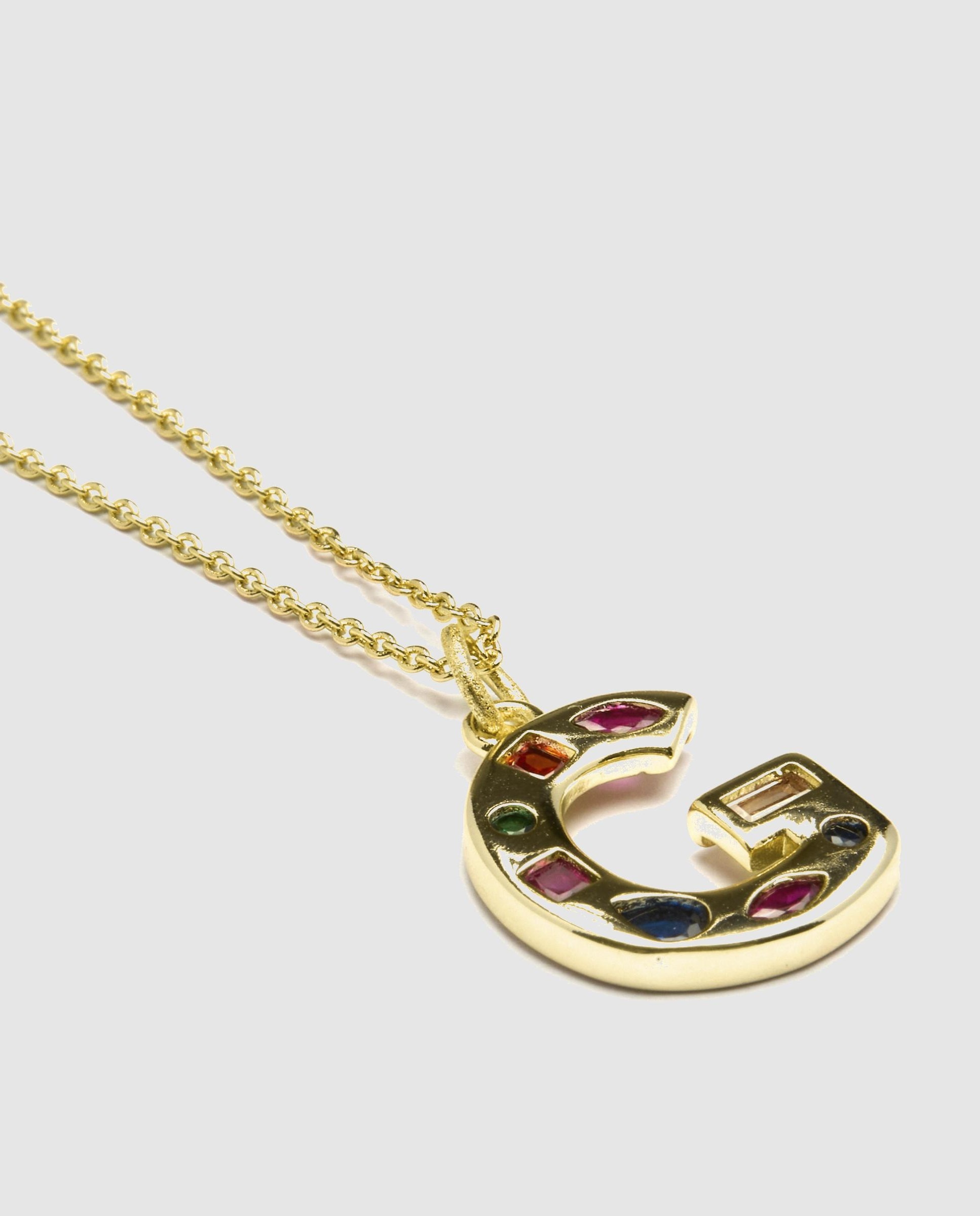 Colar Letras com Acabamento em Ouro de 18 Quilates e Zirconita Multicolor Multicolor-3