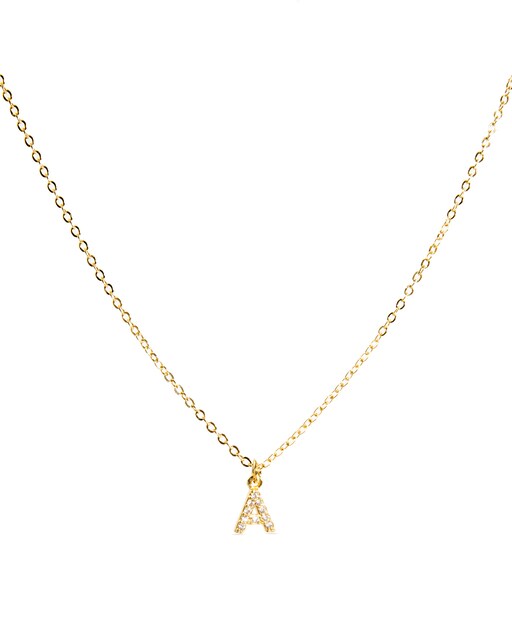 Imagem 0 de Colar Letras Acabado em Ouro Amarelo de 18k com Zirconita Brilhante