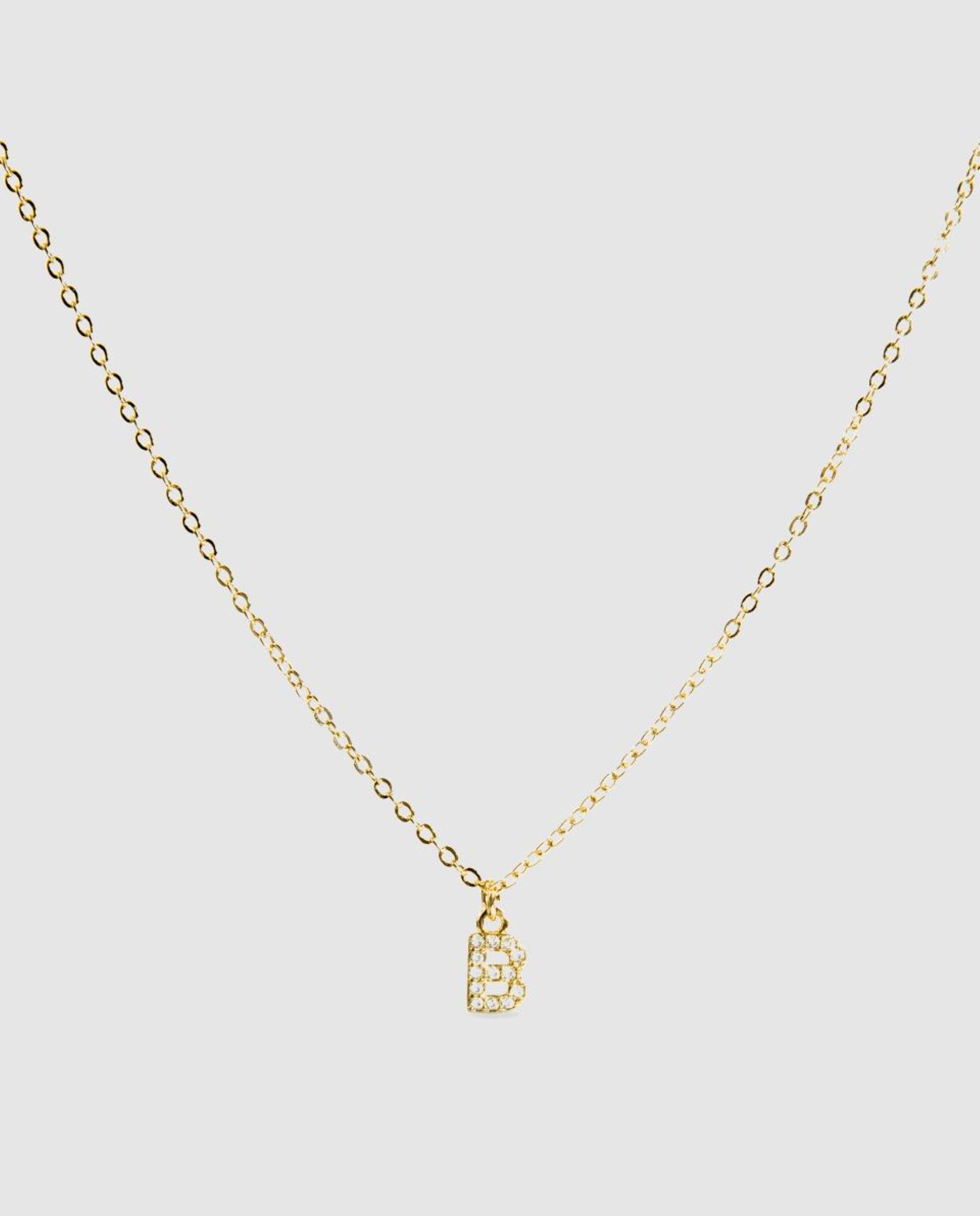 Colar Letras com Acabamento em Ouro Amarelo de 18 Quilates com Zirconita Brilhante Branco-1