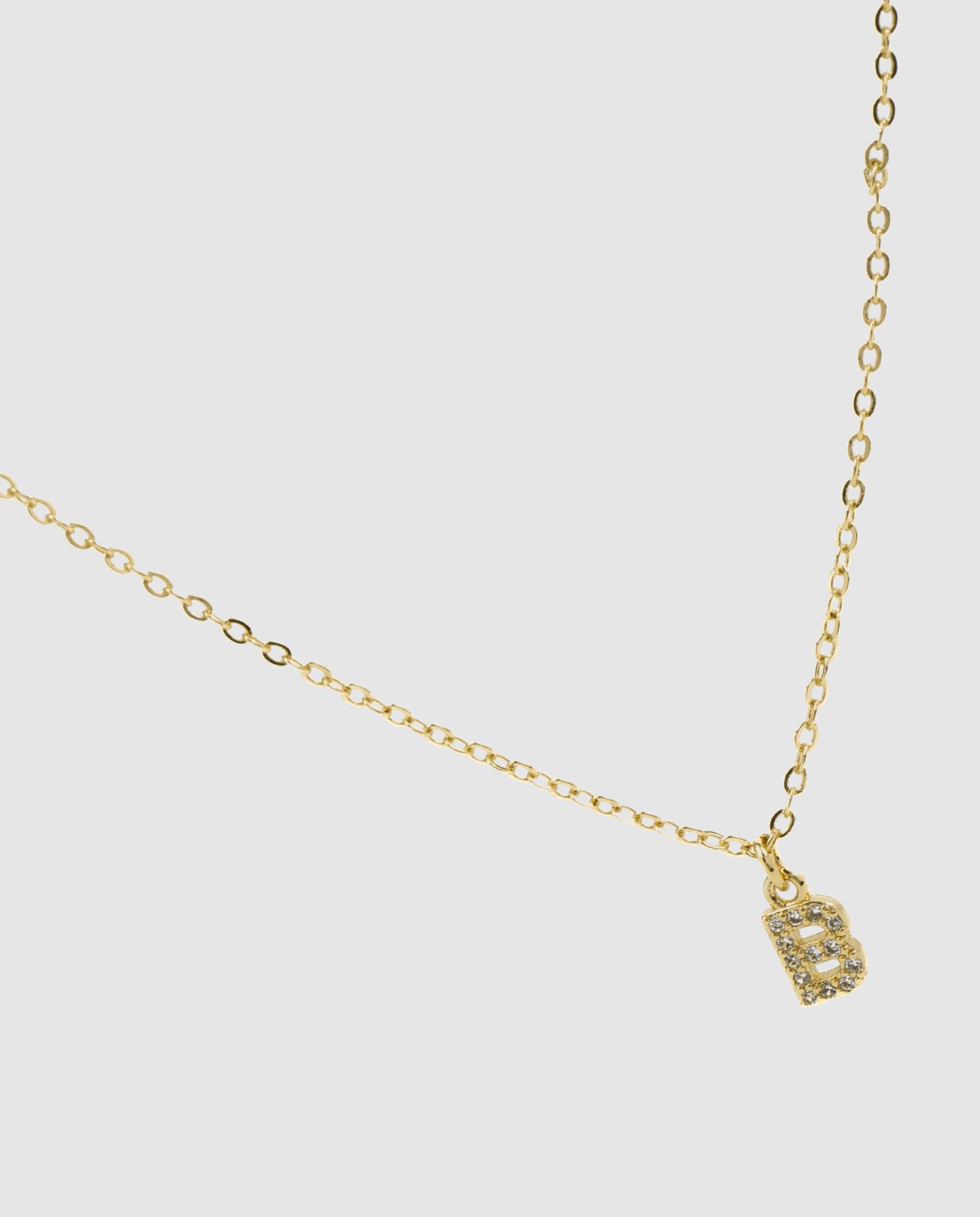Colar Letras com Acabamento em Ouro Amarelo de 18 Quilates com Zirconita Brilhante Branco-3