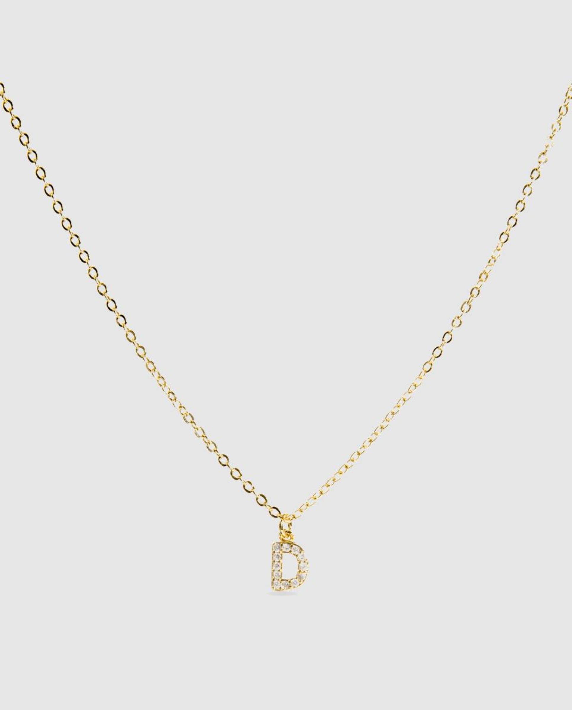 Colar Letras com Acabamento em Ouro Amarelo de 18 Quilates com Zirconita Brilhante Branco-1