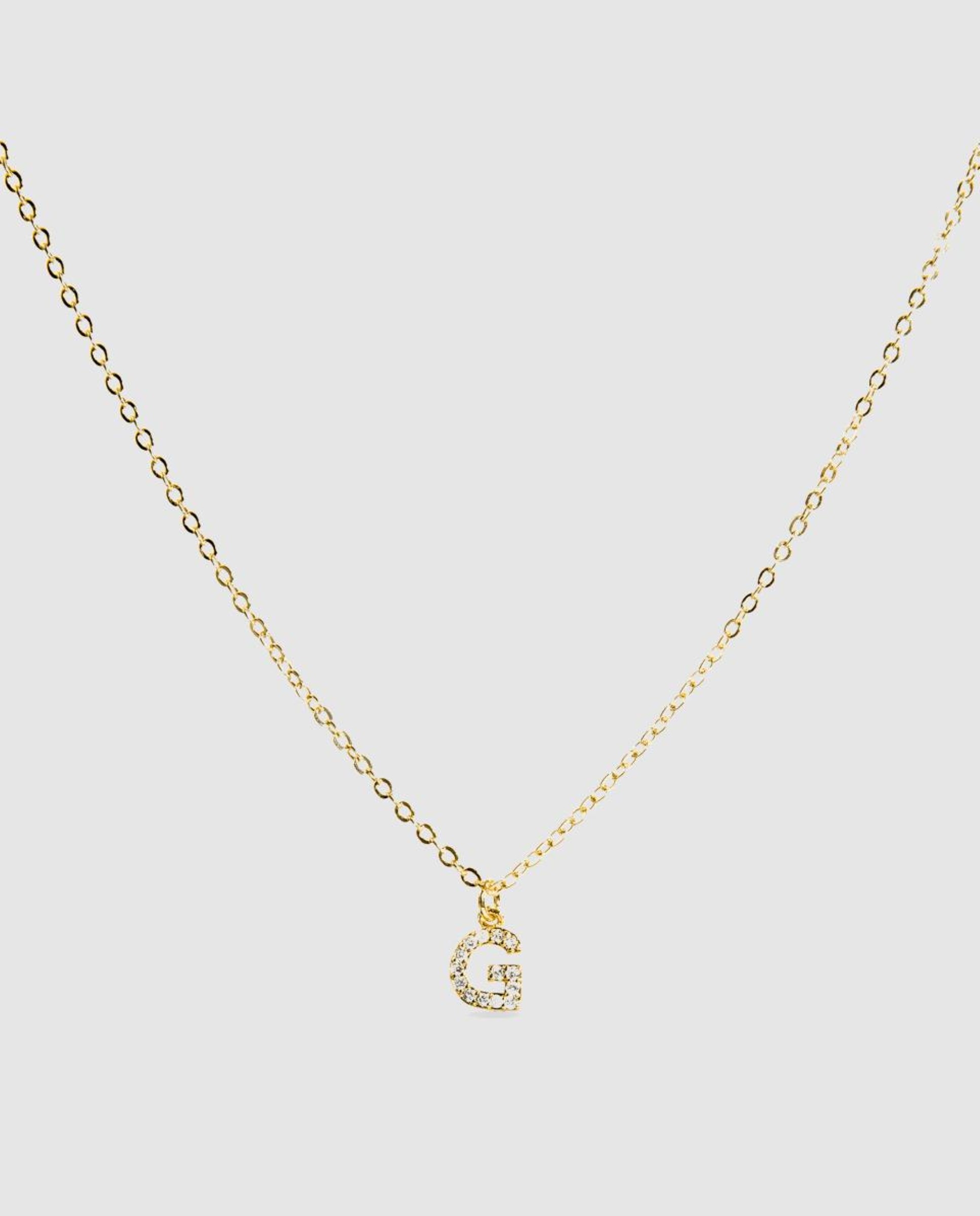 Colar Letras com Acabamento em Ouro Amarelo de 18 Quilates com Zirconita Brilhante Branco-1