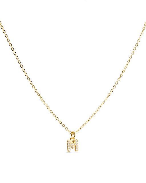 Imagem 0 de Colar Letras Acabado em Ouro Amarelo de 18k com Zirconita Brilhante