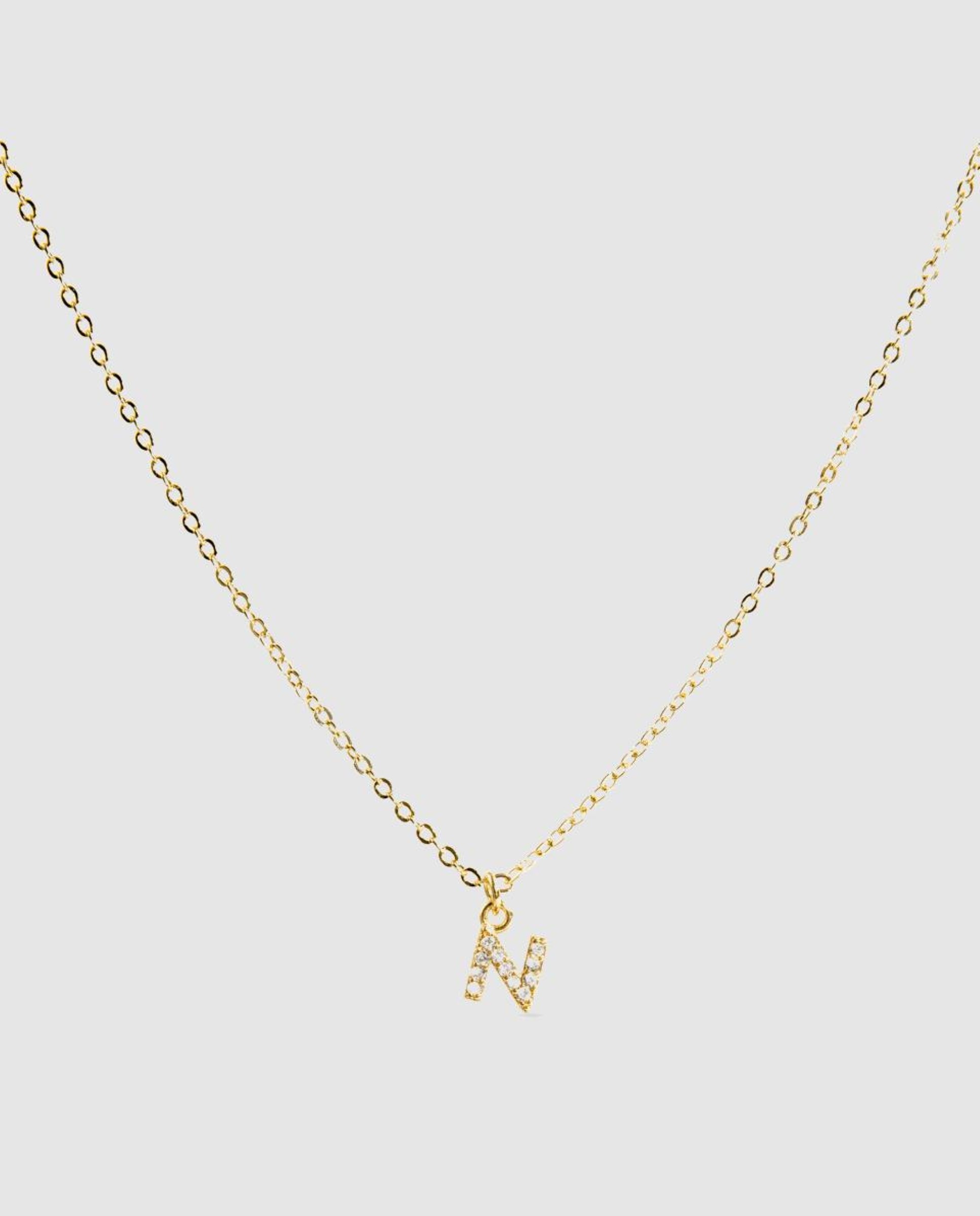 Colar Letras com Acabamento em Ouro Amarelo de 18 Quilates com Zirconita Brilhante Branco-1