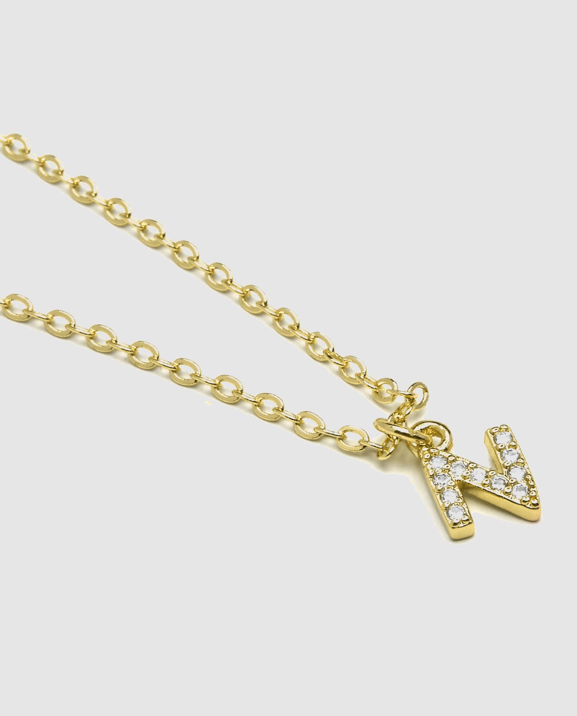 Colar Letras com Acabamento em Ouro Amarelo de 18 Quilates com Zirconita Brilhante Branco-4