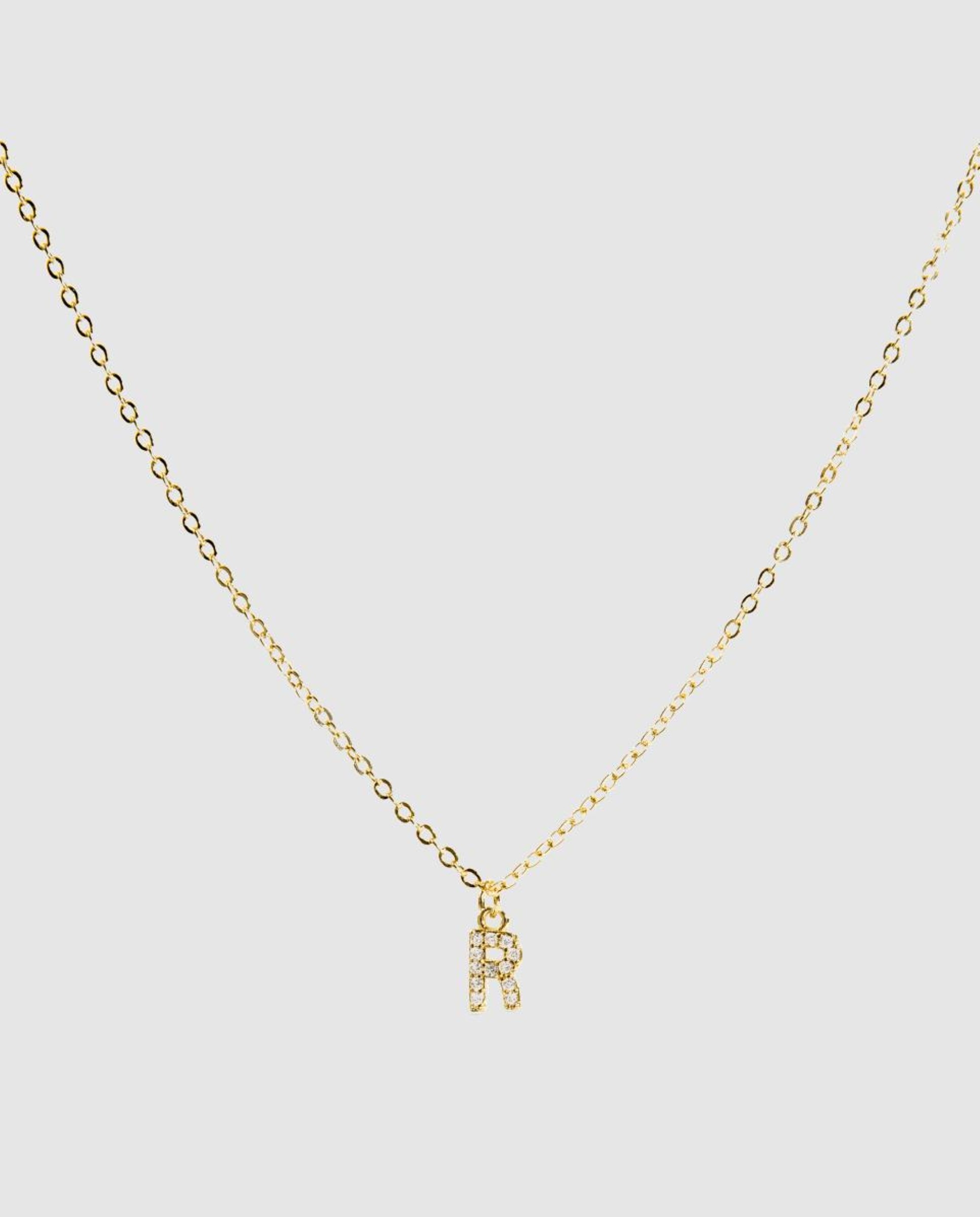Colar Letras com Acabamento em Ouro Amarelo de 18 Quilates com Zirconita Brilhante Branco-1