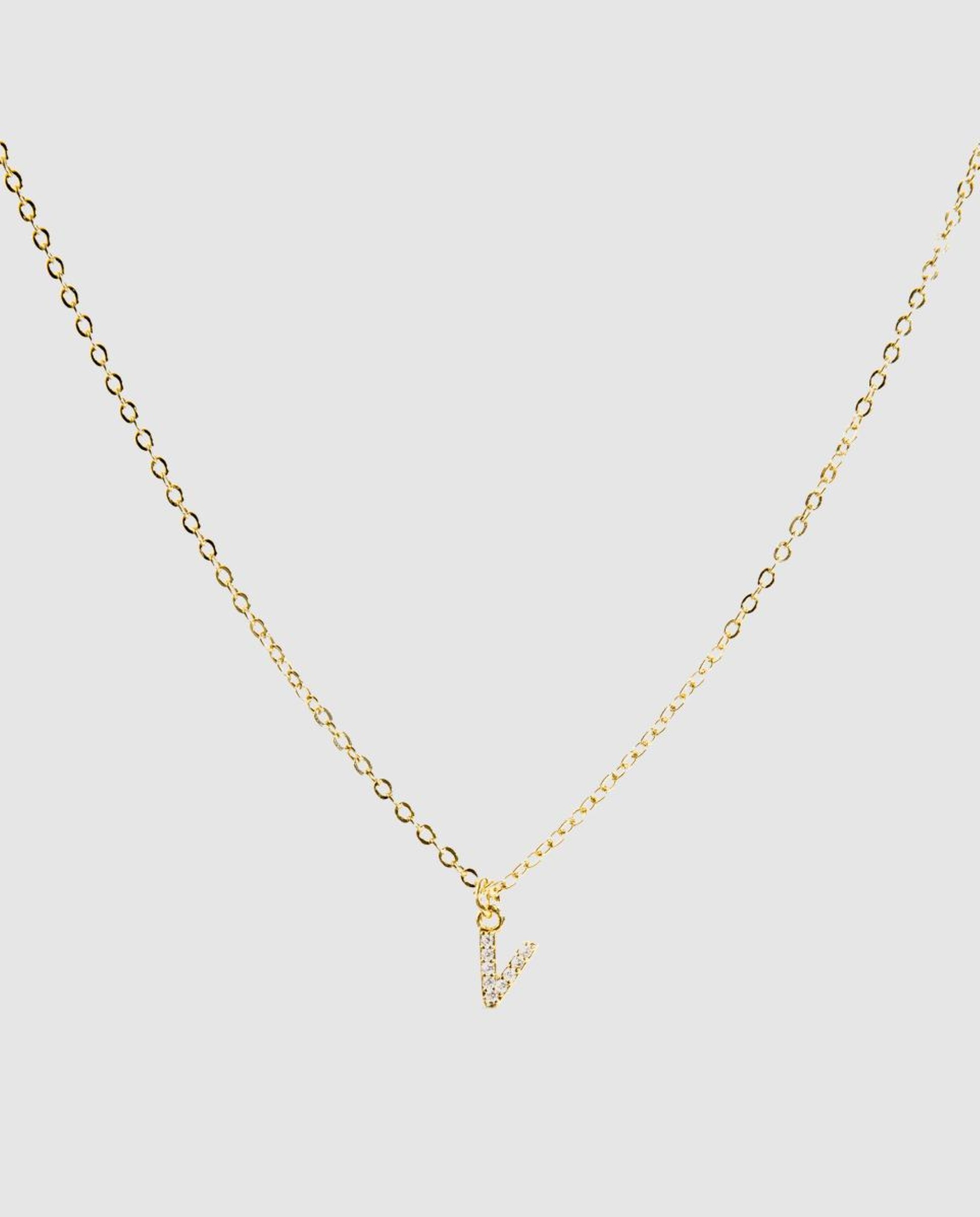 Colar Letras com Acabamento em Ouro Amarelo de 18 Quilates com Zirconita Brilhante Branco-1