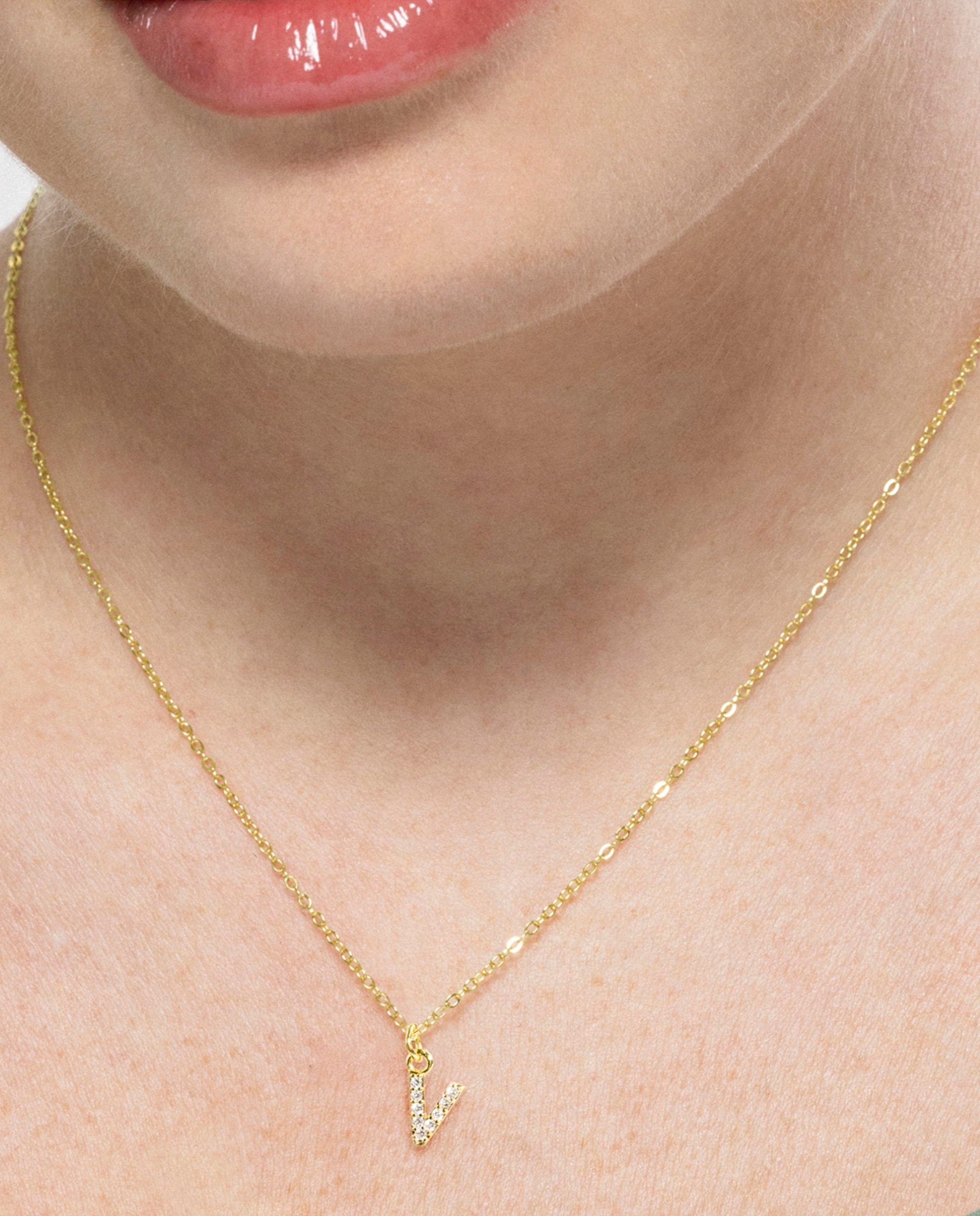 Colar Letras com Acabamento em Ouro Amarelo de 18 Quilates com Zirconita Brilhante Branco-3