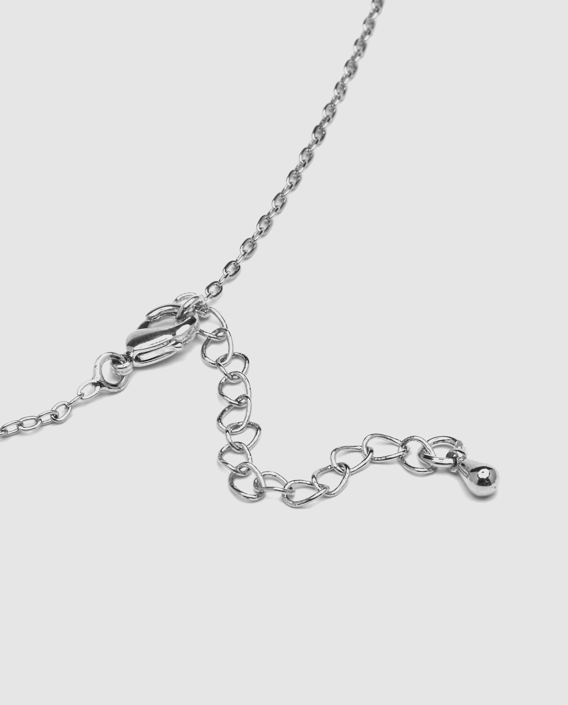 Colar Letras com Acabamento em Ródio e Zirconita Brilhante Branco-5