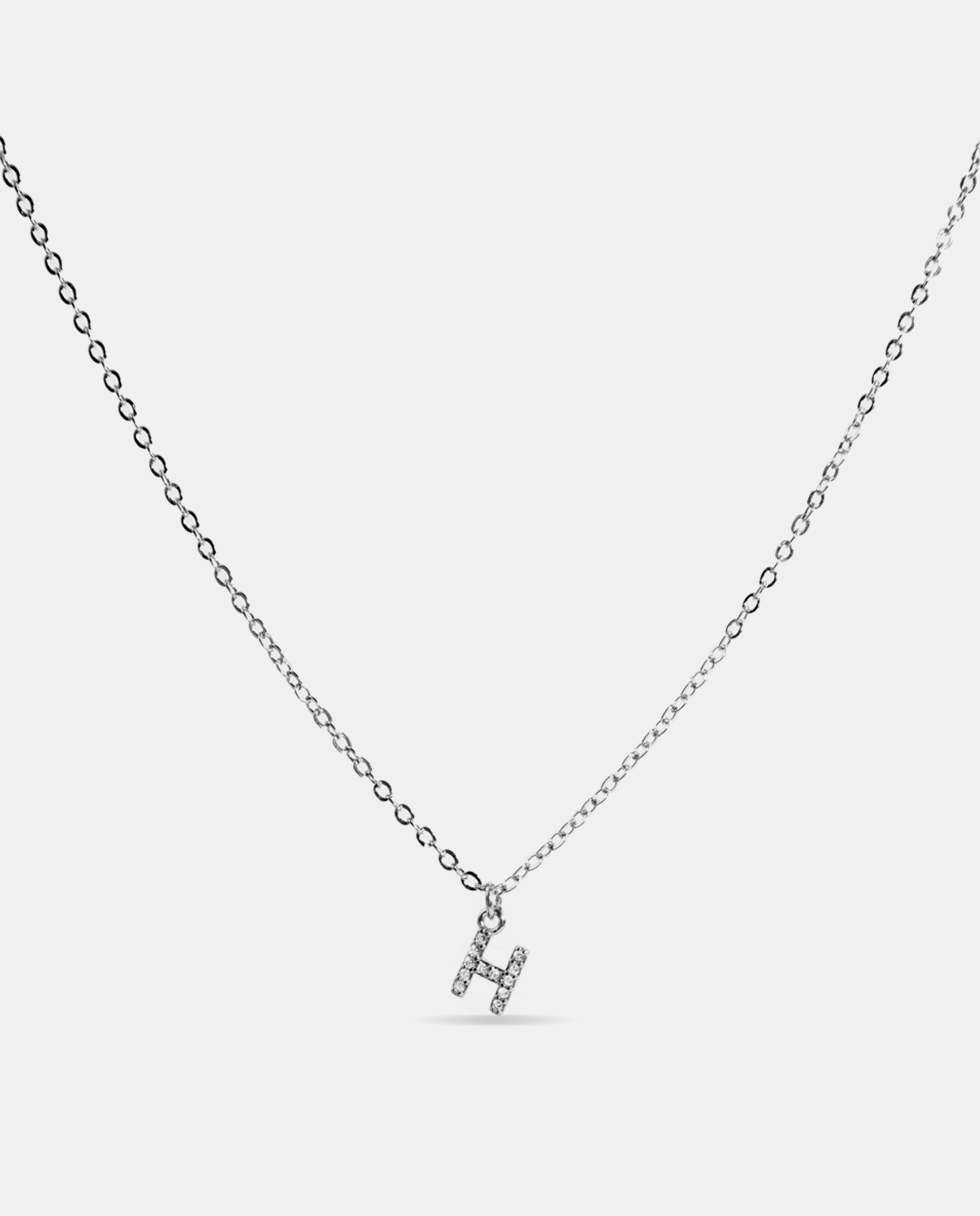 Colar Letras com Acabamento em Ródio e Zirconita Brilhante Prata-1