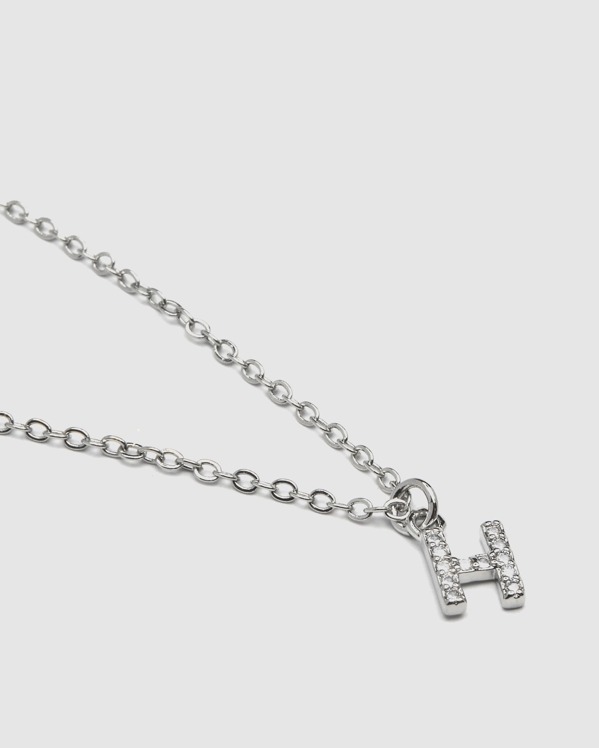 Colar Letras com Acabamento em Ródio e Zirconita Brilhante Prata-4