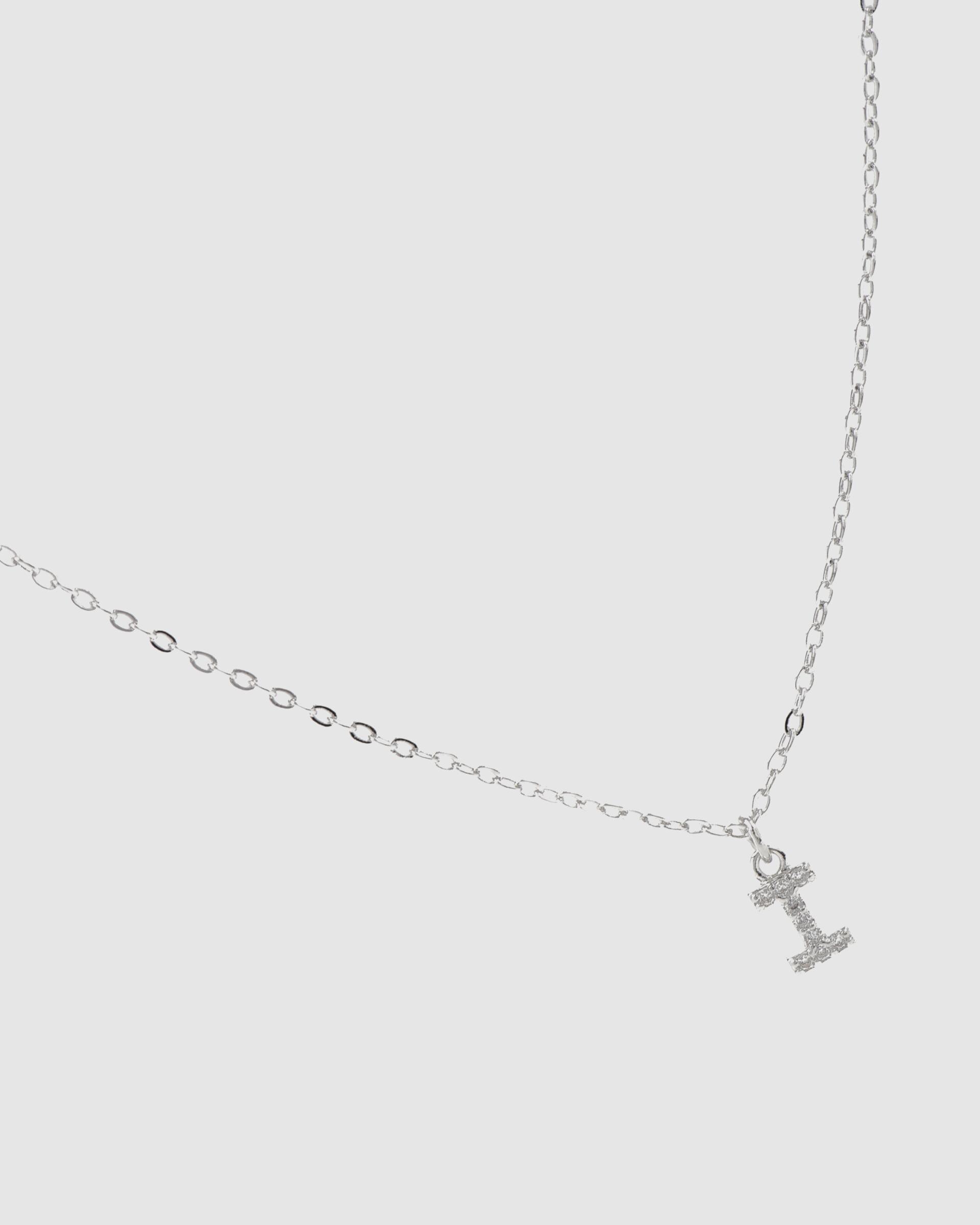 Colar Letras com Acabamento em Ródio e Zirconita Brilhante Prata-4