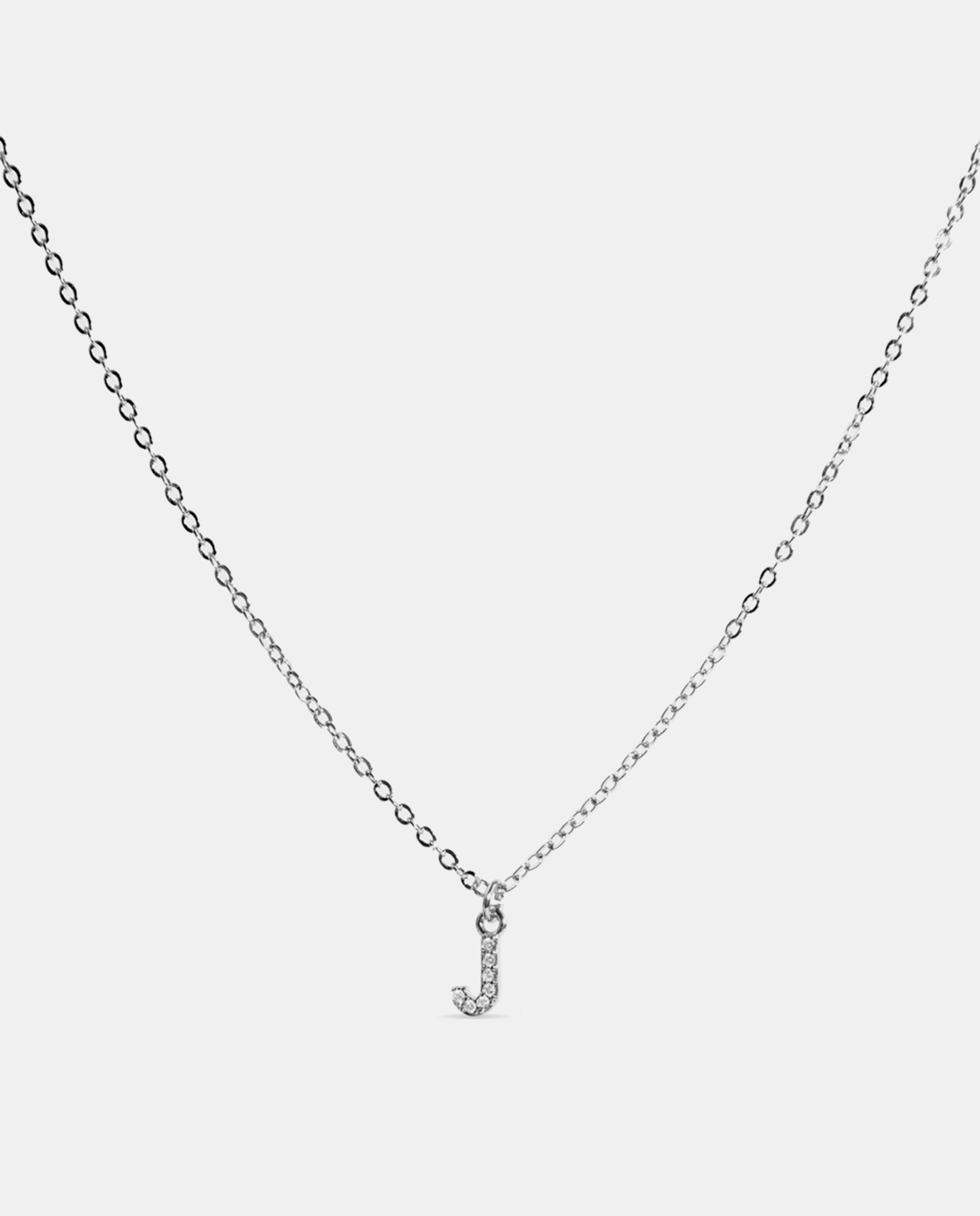 Colar Letras com Acabamento em Ródio e Zirconita Brilhante Prata-1