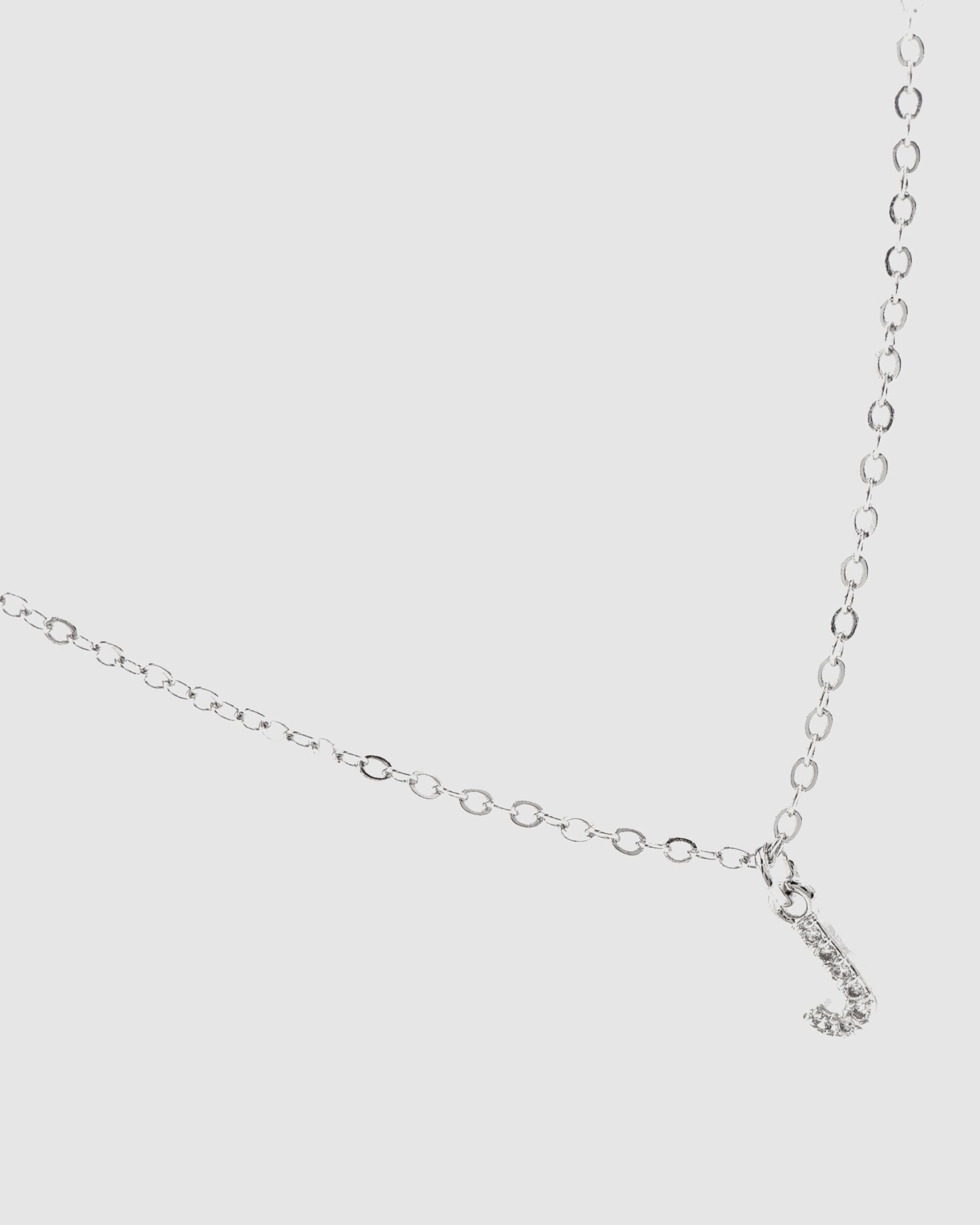 Colar Letras com Acabamento em Ródio e Zirconita Brilhante Prata-3
