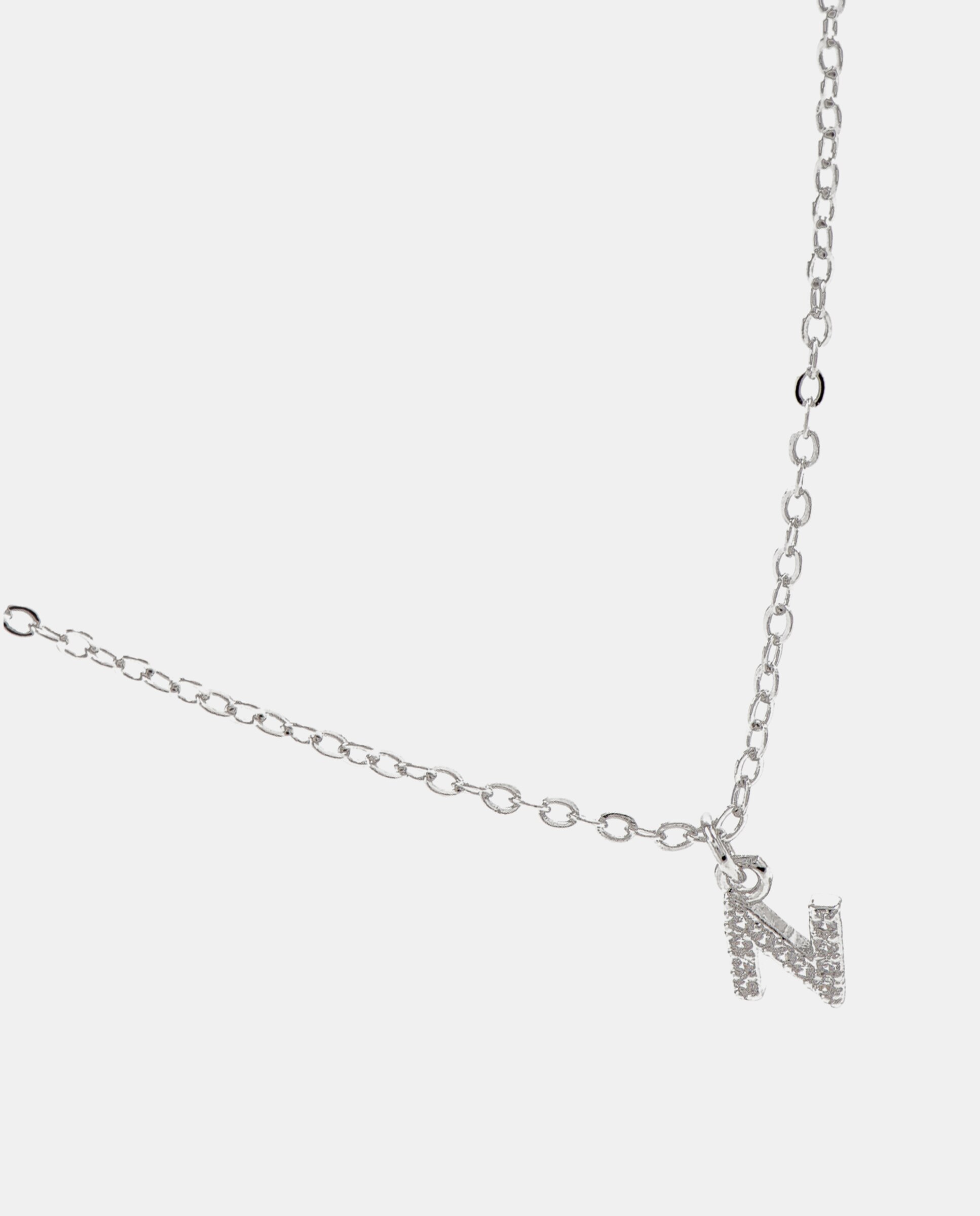 Colar Letras com Acabamento em Ródio e Zirconita Brilhante Prata-4