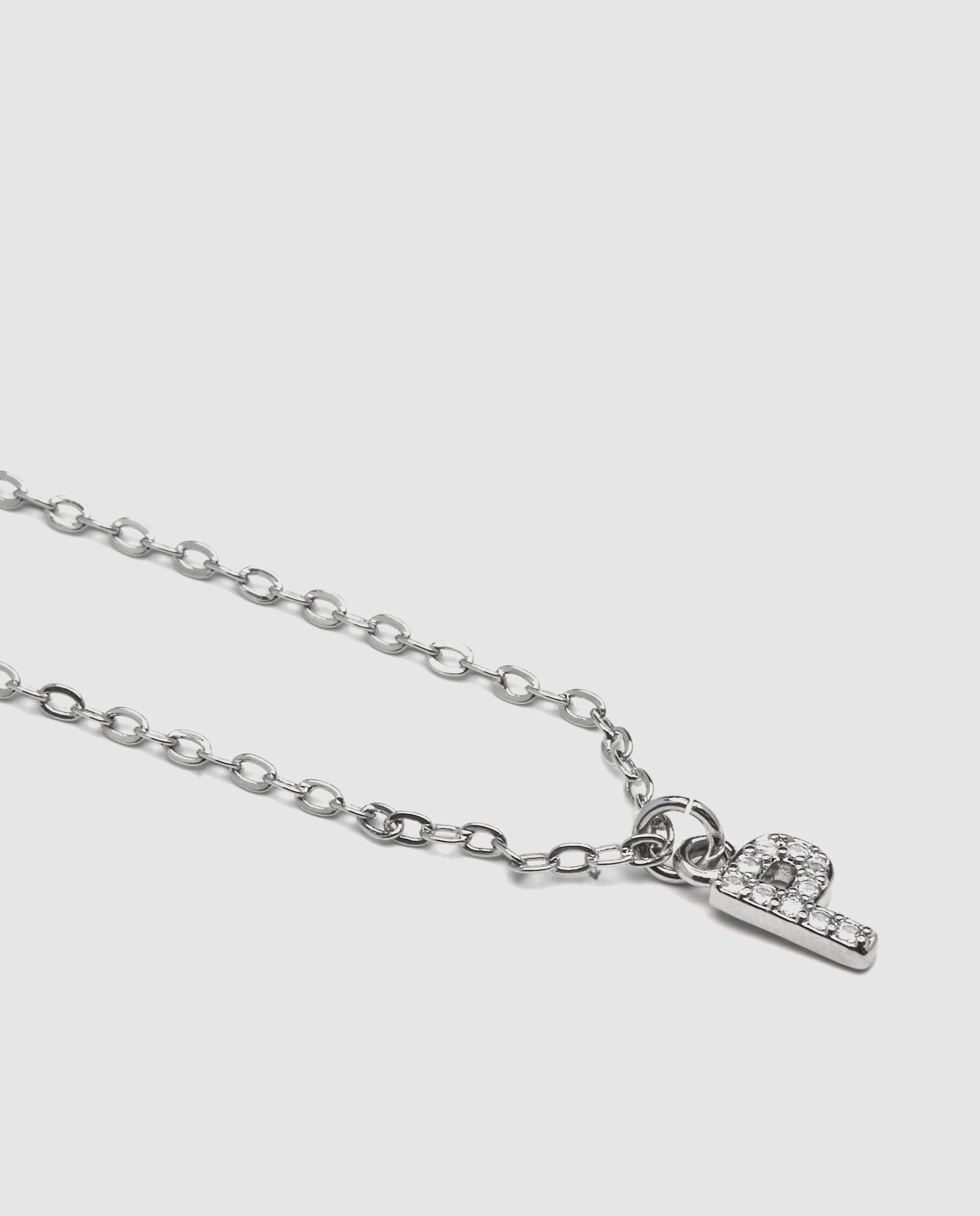 Colar Letras com Acabamento em Ródio e Zirconita Brilhante Branco-4