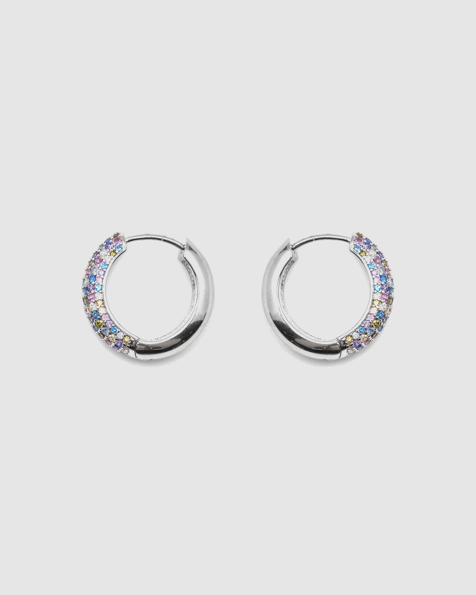 Brincos Atelier de Prata de Lei 925 com Acabamentos em Ródio e Zirconita Multicolor Prata brilhante / Transparente-3