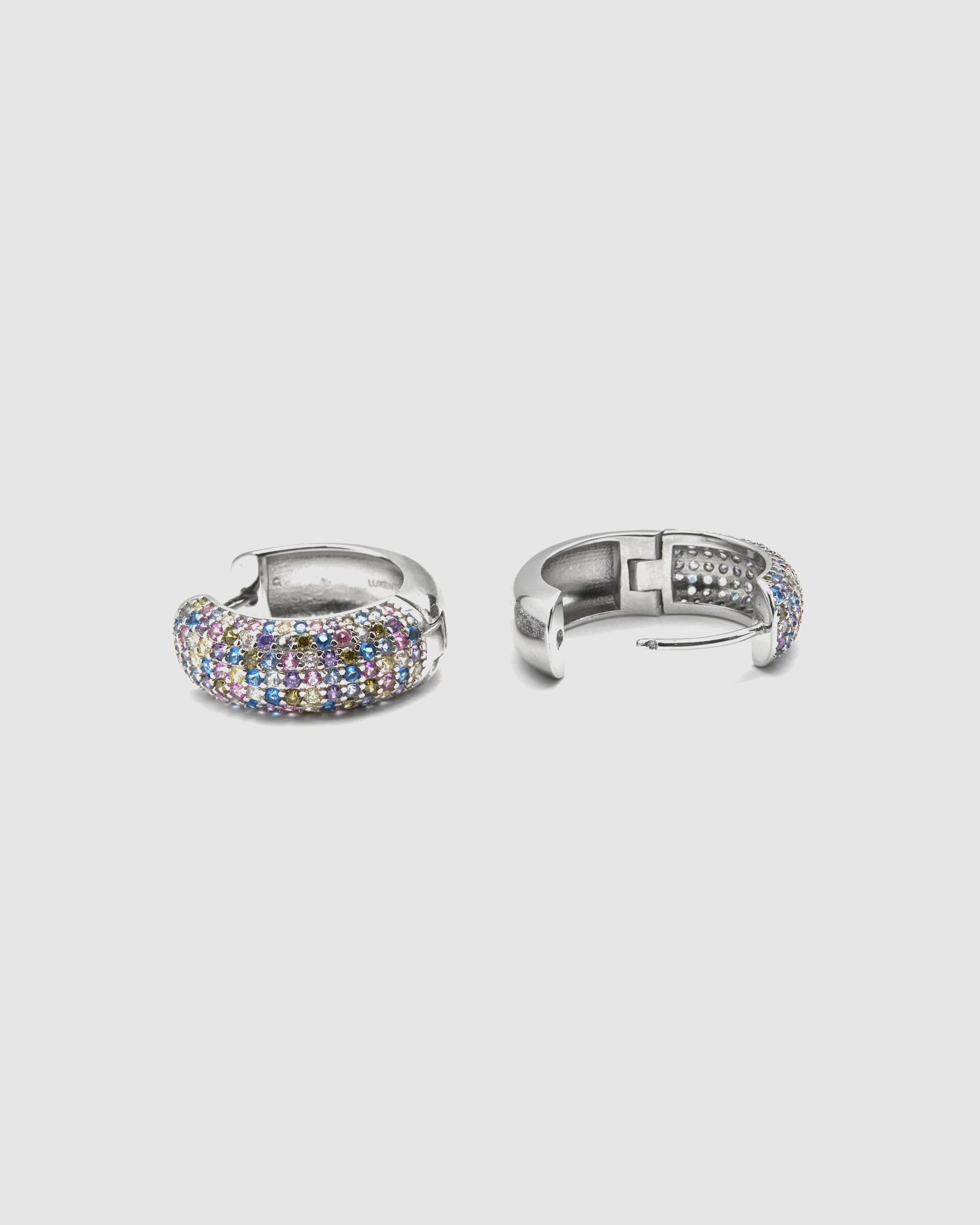 Brincos Atelier de Prata de Lei 925 com Acabamentos em Ródio e Zirconita Multicolor Prata brilhante / Transparente-6