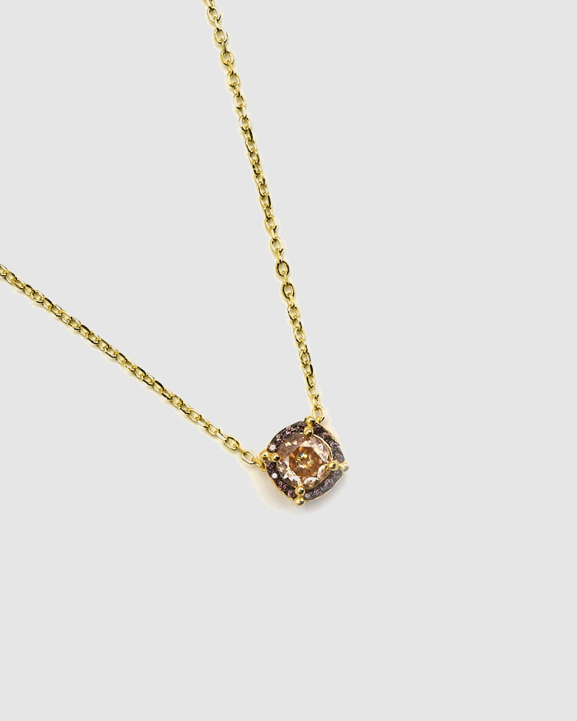 Colar Momentos para Brilhar de Prata com Acabamento em Ouro de 18k com Zirconita Castanha Castanho-6