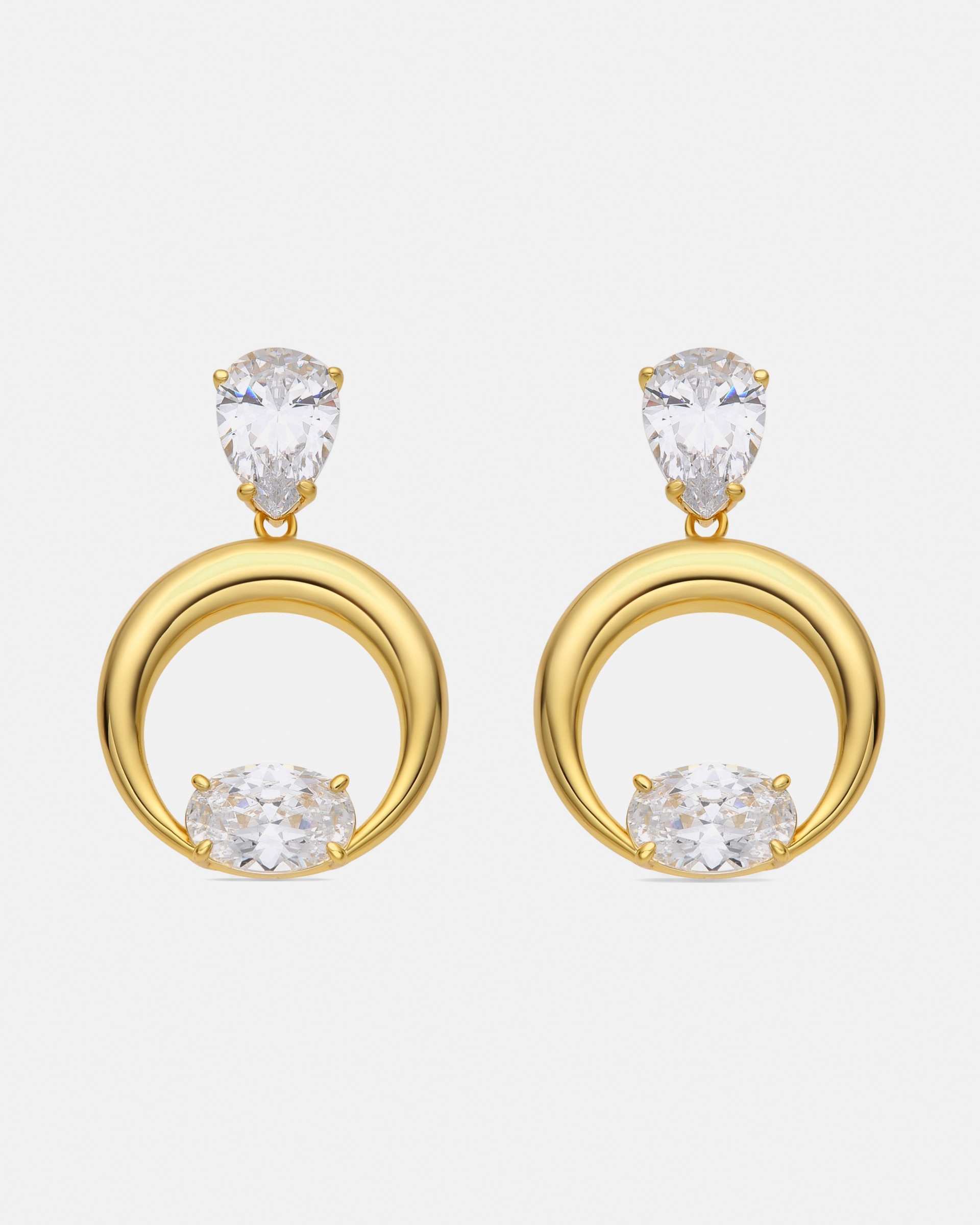 Brincos Momentos para Brilhar de Prata de Lei 925 com Acabamentos em Ouro de 18 Quilates e Zirconita Brilhante Ouro-1