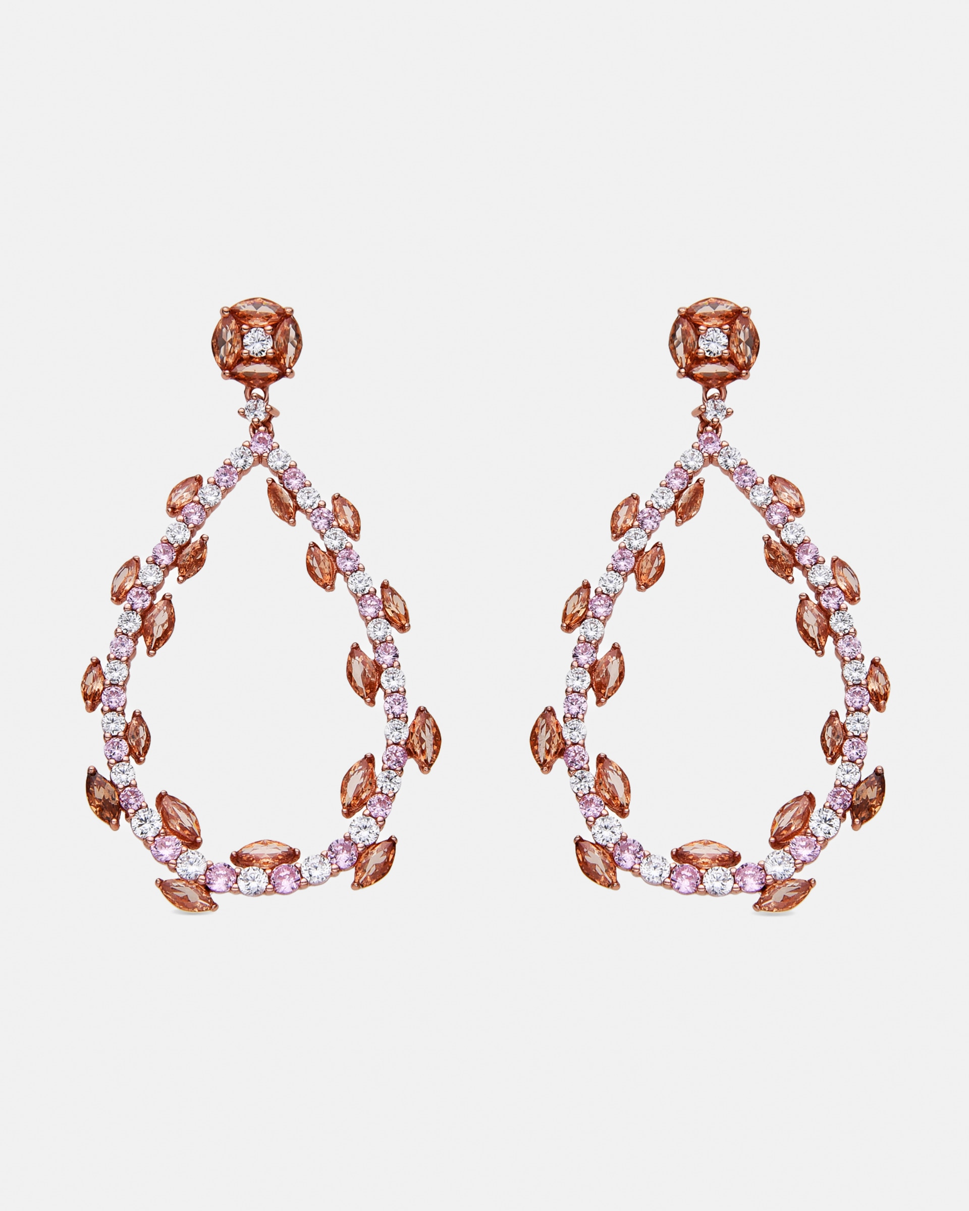 Brincos Atelier de Prata 925 com Acabamentos em Ouro Rosa 18 Quilates e Zirconita Multicolor Multicolor-1