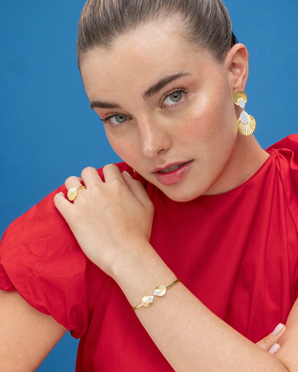 Bracelete Momentos para Brilhar de Prata de Lei 925 com Acabamento em Ouro de 18 Quilates e Zirconita Brilhante Ouro-2