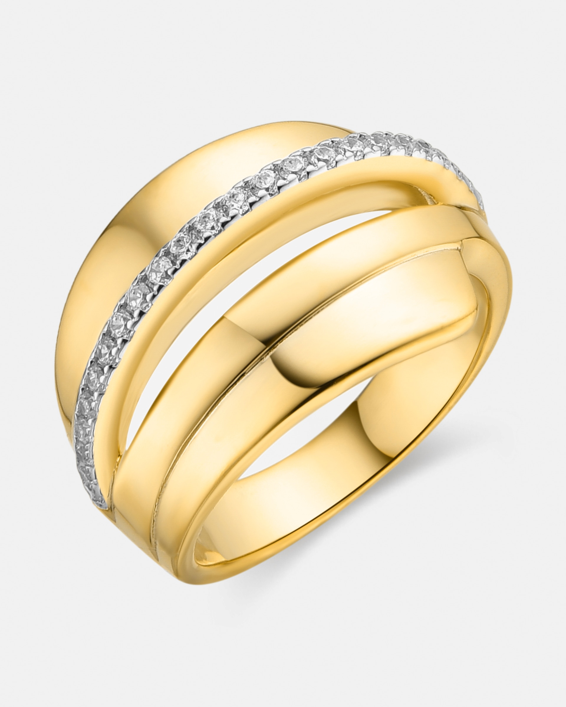 Anel Momentos para Brilhar de Prata de Lei 925 com Acabamento em Ouro de 18 Quilates e Zircónias Brilhantes Ouro-1