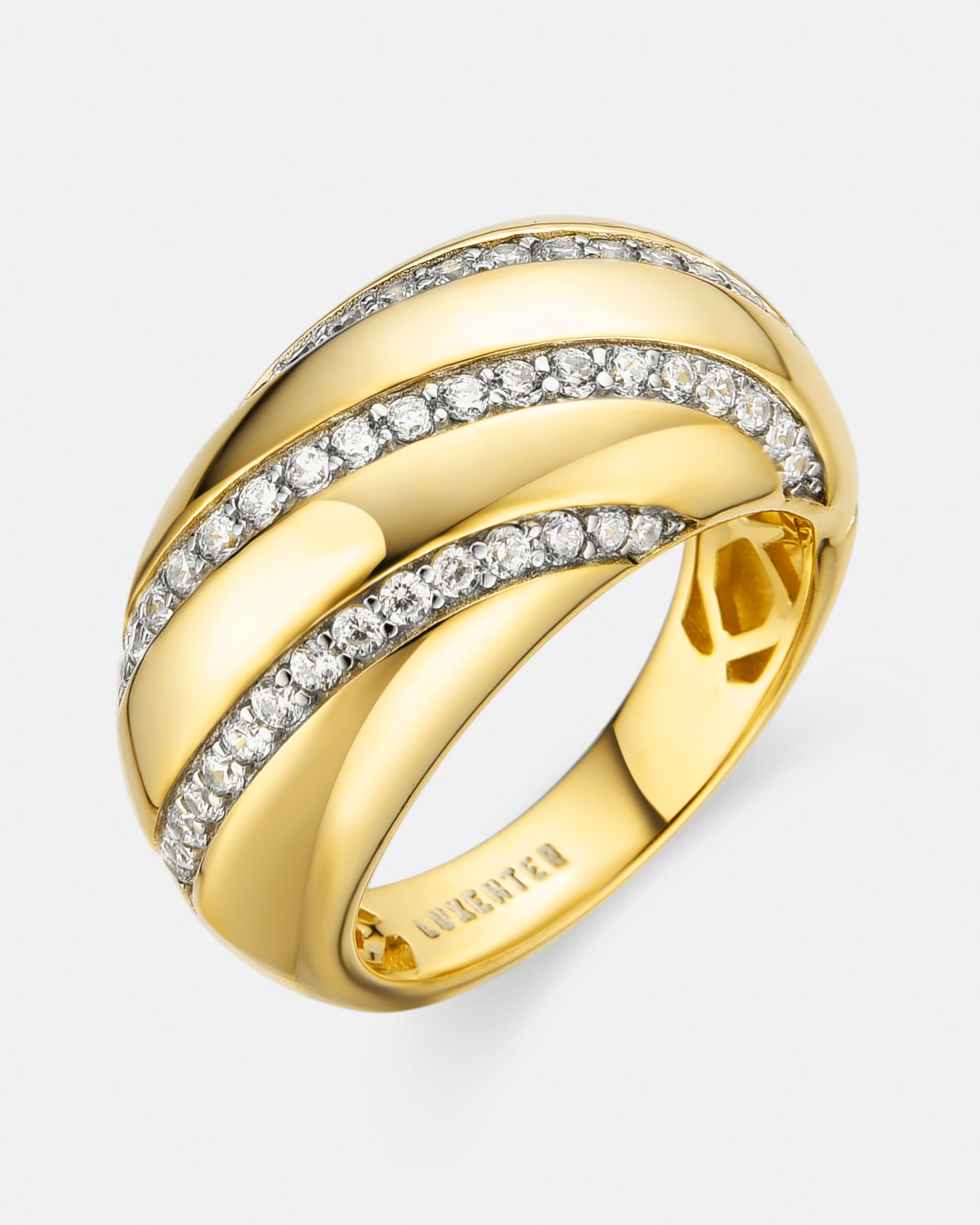 Anel Momentos para Brilhar de Prata de Lei 925 com Acabamento em Ouro de 18 Quilates e Zircónias Brilhantes Ouro-1