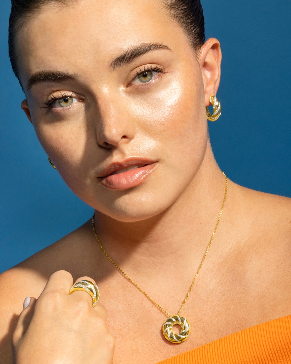 Anel Momentos para Brilhar de Prata de Lei 925 com Acabamento em Ouro de 18 Quilates e Zircónias Brilhantes Ouro-5