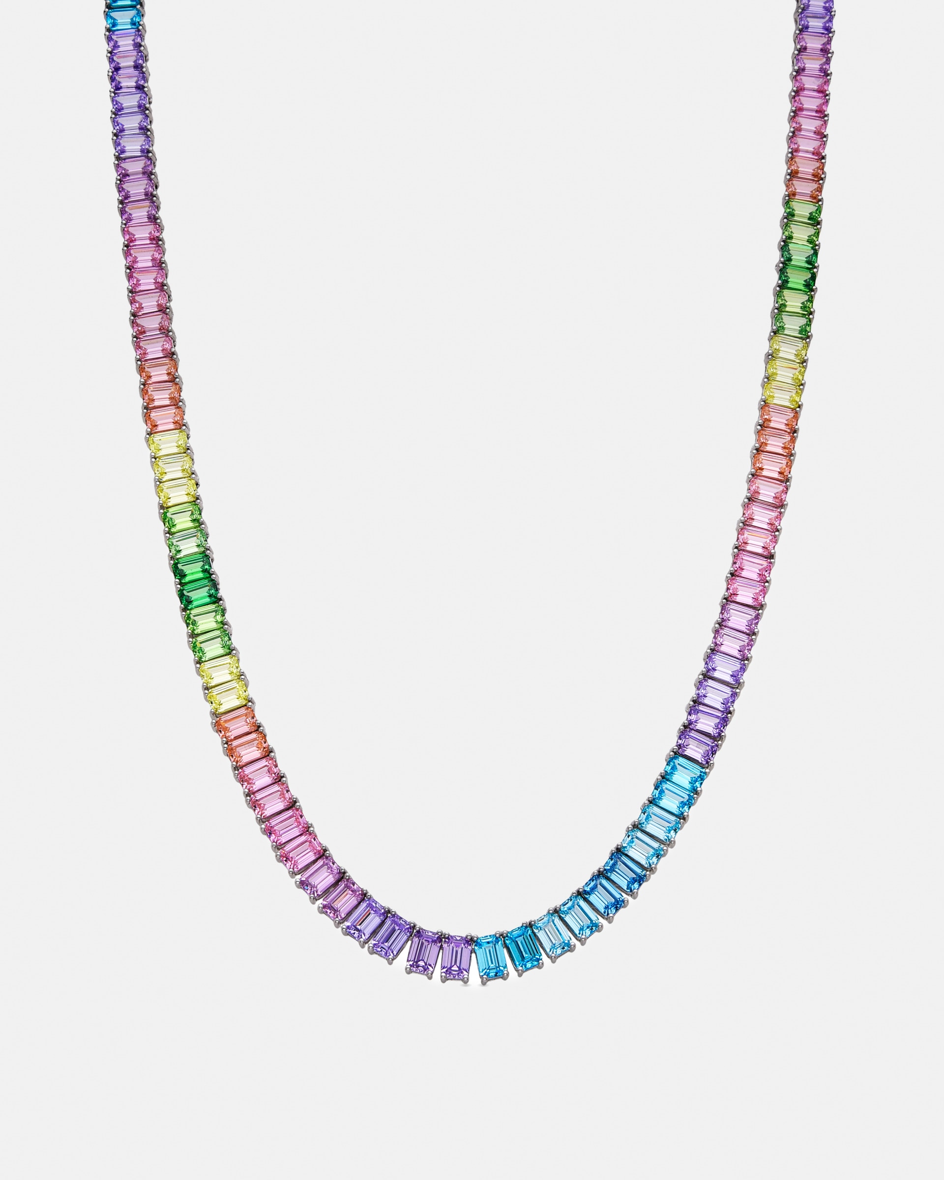 Colar Atelier de Prata de Lei 925 com Acabamento em Ródio e Zirconitas Multicolor Multicolor-1