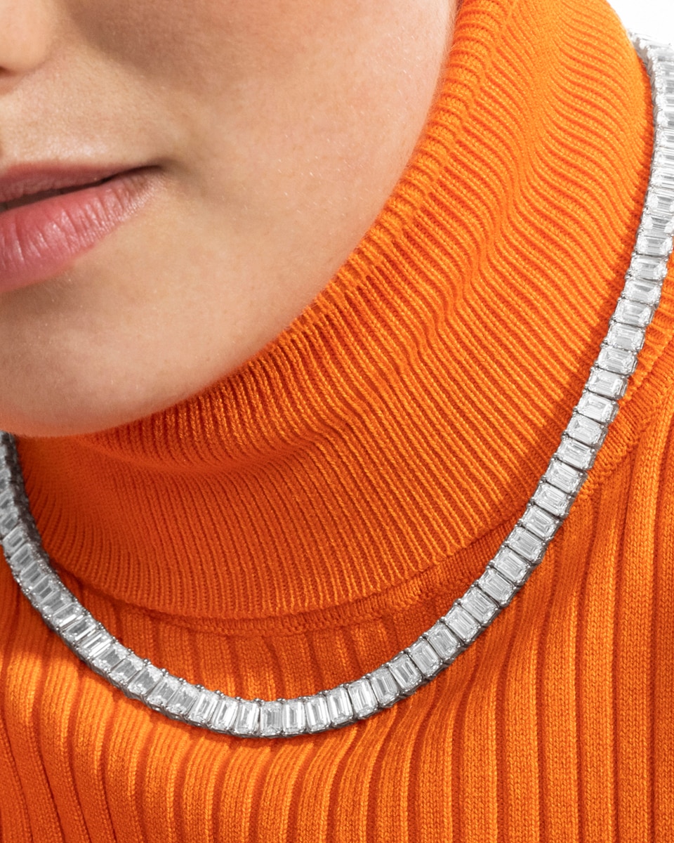 Colar Momentos para Brilhar de Prata de Lei 925 com Acabamento em Ródio e Zirconitas Brilhantes Prata brilhante / Transparente-3