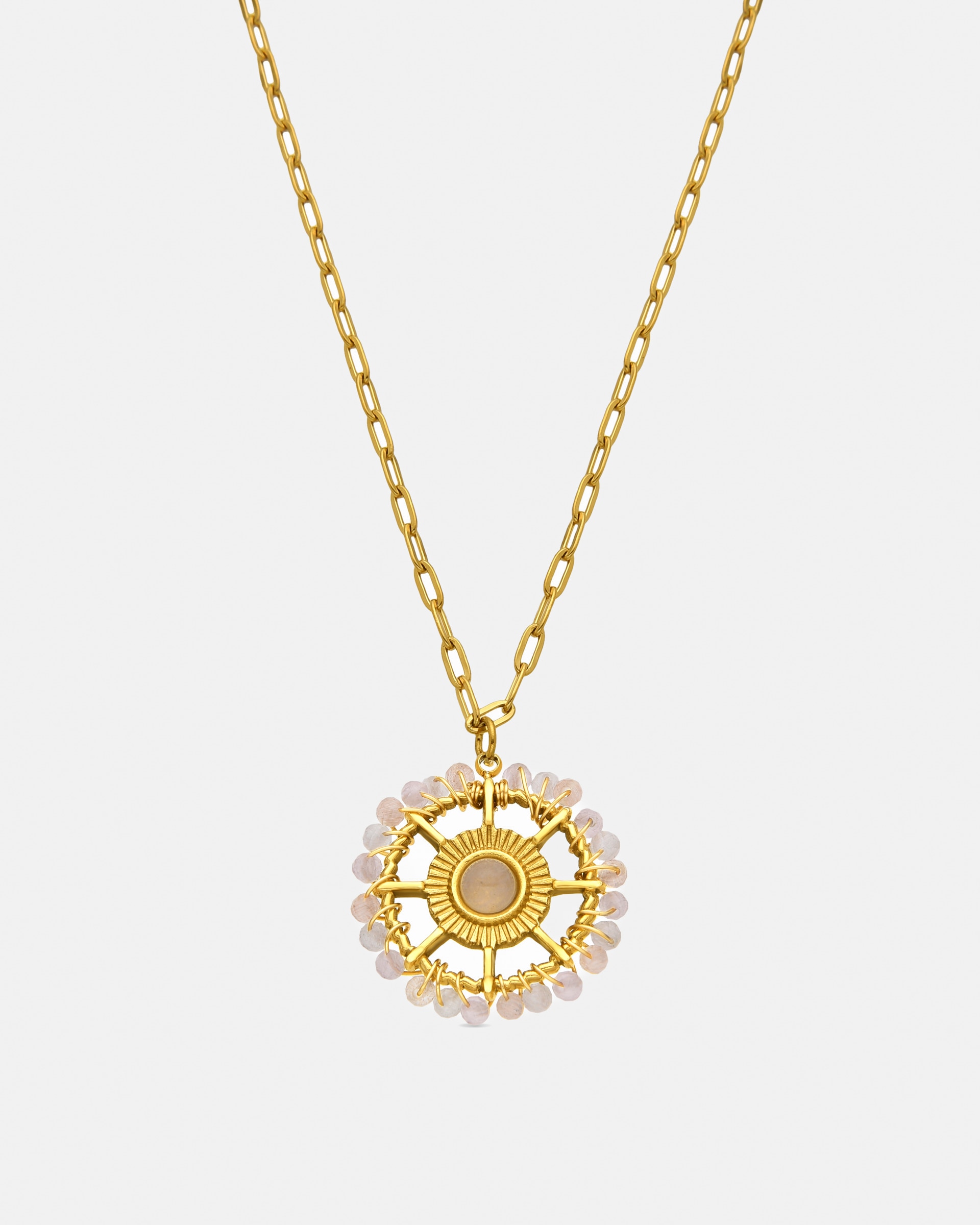 Colar África de Aço com Acabamento em Ouro Amarelo de 18 Quilates com Zirconita Brilhante Ouro-1