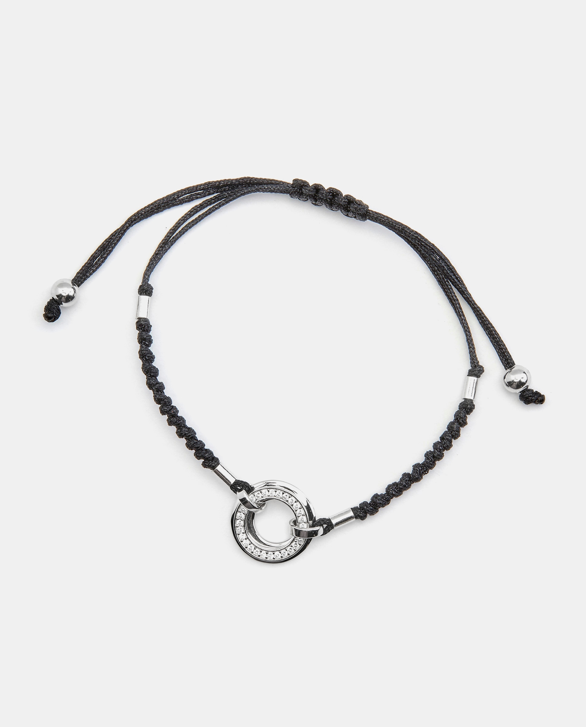Pulseira de Cordão e Fio Momentos para Brilhar de Prata de Lei 925 com Acabamento em Ródio e Zirconita Brilhante Prata-3