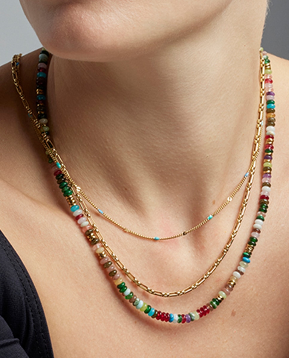 Colar África de Aço com Acabamento em Ouro Amarelo de 18 Quilates e Lacado Multicolor Multicolor-3