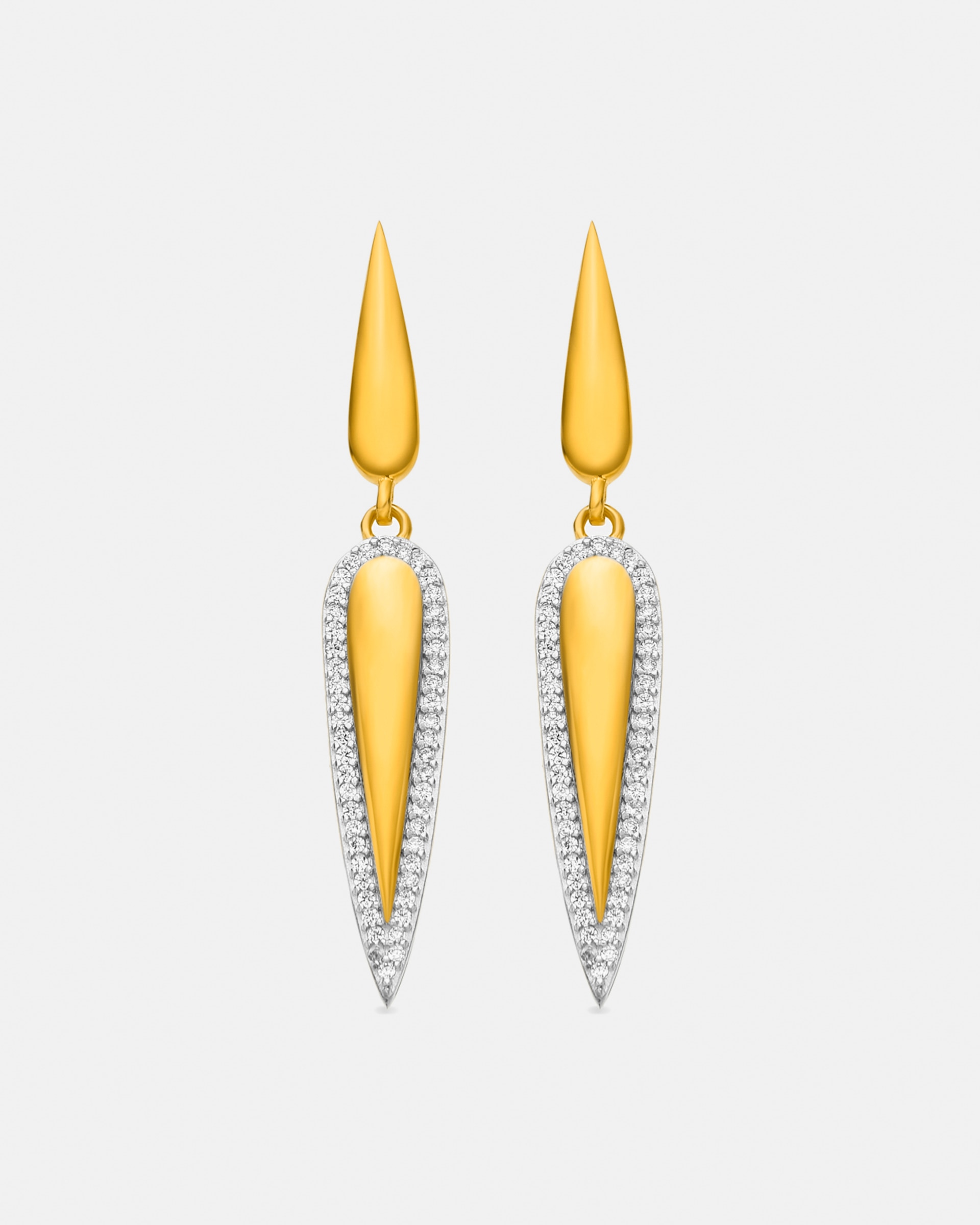 Brincos Trendy de Prata de Lei 925 com Acabamento em Ouro de 18 Quilates e Zirconita Brilhante Ouro / Prata-1