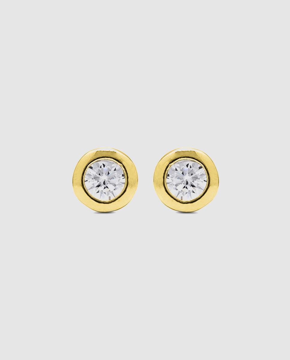 Brincos Pide Un Deseo de Prata de Lei 925 com Acabamento em Ouro de 18 Quilates e Zirconita Brilhante Ouro-1