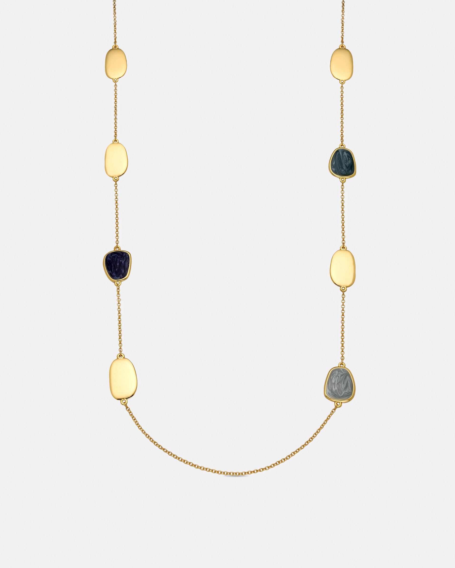 Colar África com Acabamento em Ouro Amarelo de 18 Quilates com Lacado Azul Ouro-1