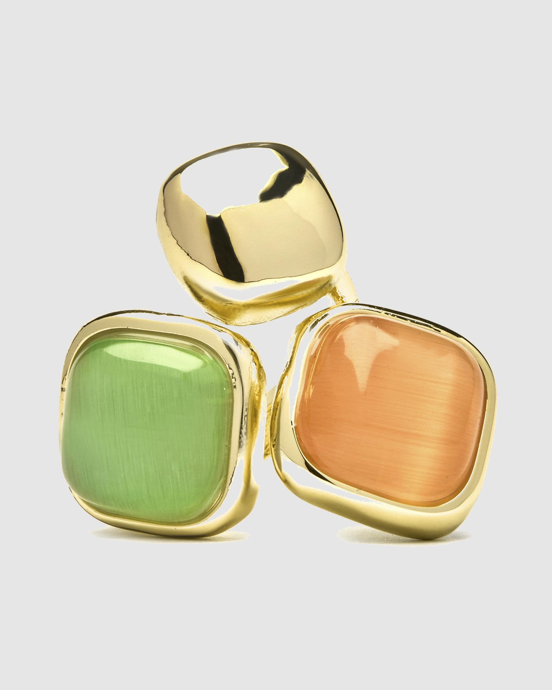 Anel África Acabado em Ouro Amarelo de 18 Quilates com Olho de Gato Multicolor Ouro-6
