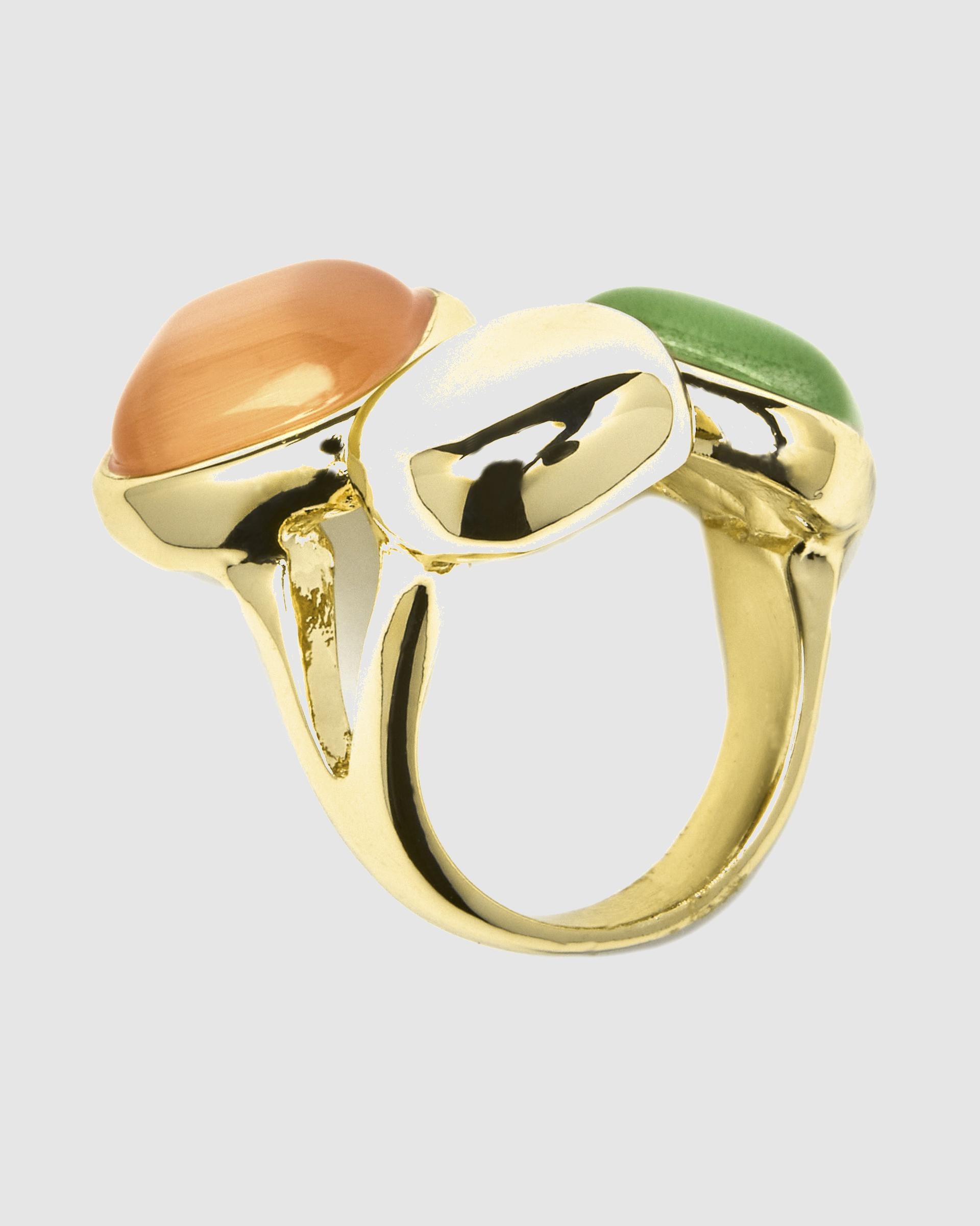 Anel África Acabado em Ouro Amarelo de 18 Quilates com Olho de Gato Multicolor Ouro-7