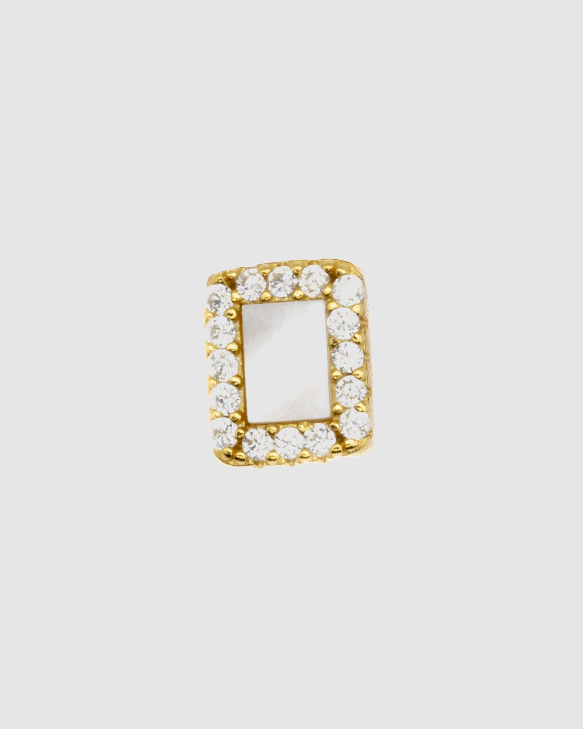 Piercing Personalizável de Prata de Lei 925 com Acabamento em Ouro Amarelo de 18 Quilates com Madrepérola Branca Dourado-2