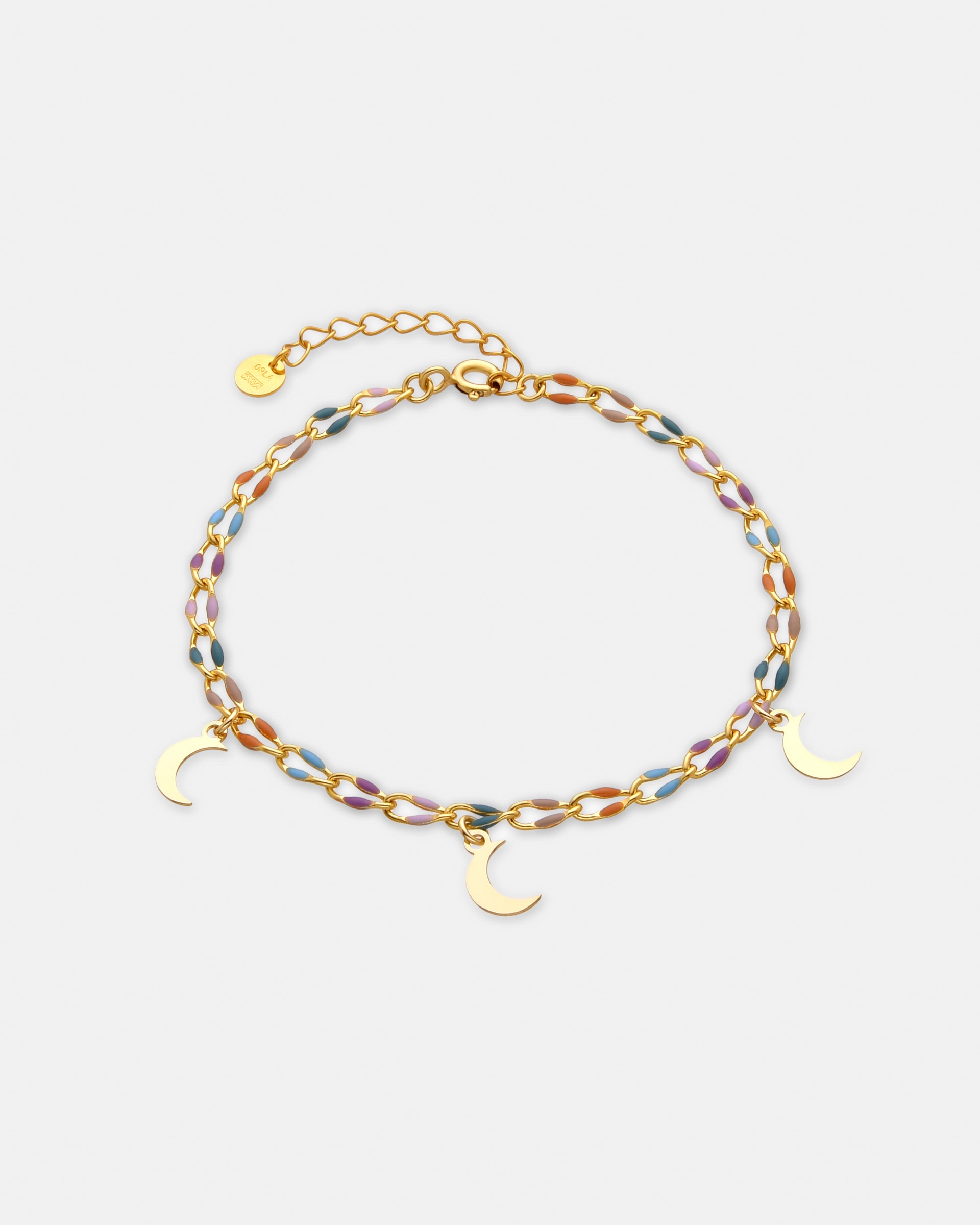 Pulseira de Corrente Make a Wish de Prata de Lei 925 Acabada em Ouro Amarelo de 18 Quilates com Lacado Multicolor Ouro-1