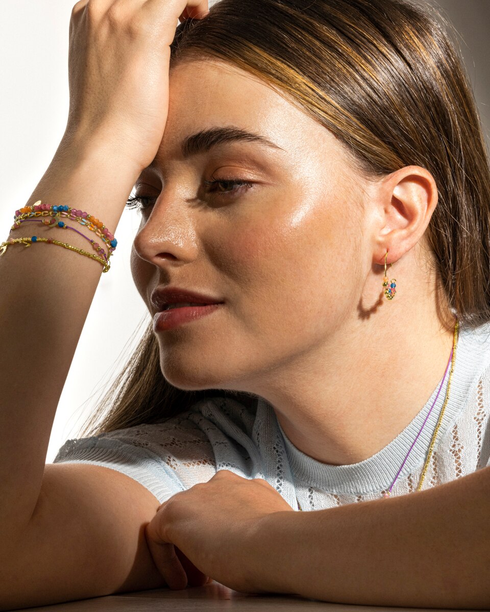 Pulseira de Corrente Make a Wish de Prata de Lei 925 Acabada em Ouro Amarelo de 18 Quilates com Lacado Multicolor Ouro-2