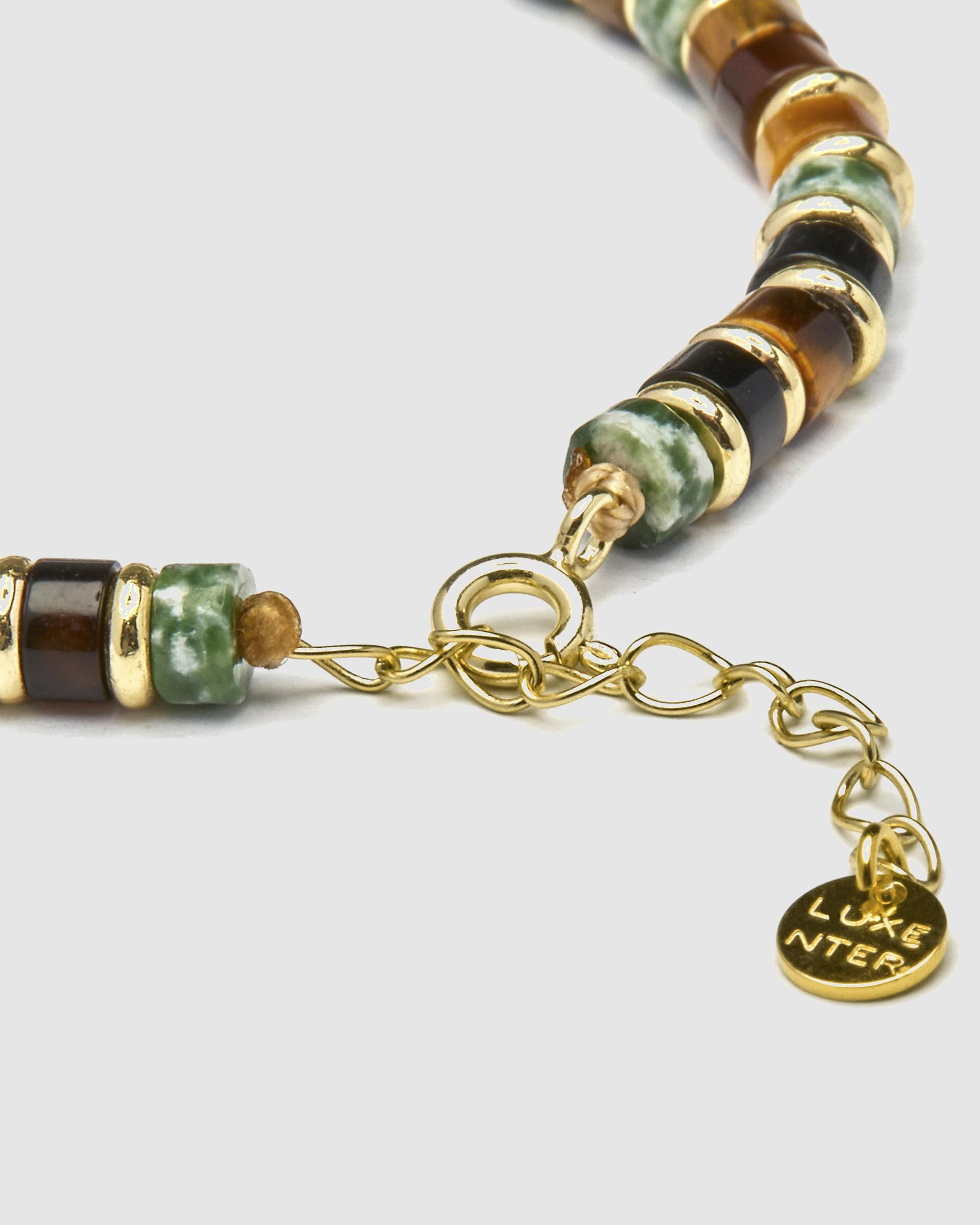 Pulseira de Corrente Trendy de Prata de Lei 925 com Acabamento em Ouro Amarelo de 18 Quilates com Olho de Tigre Ouro-7