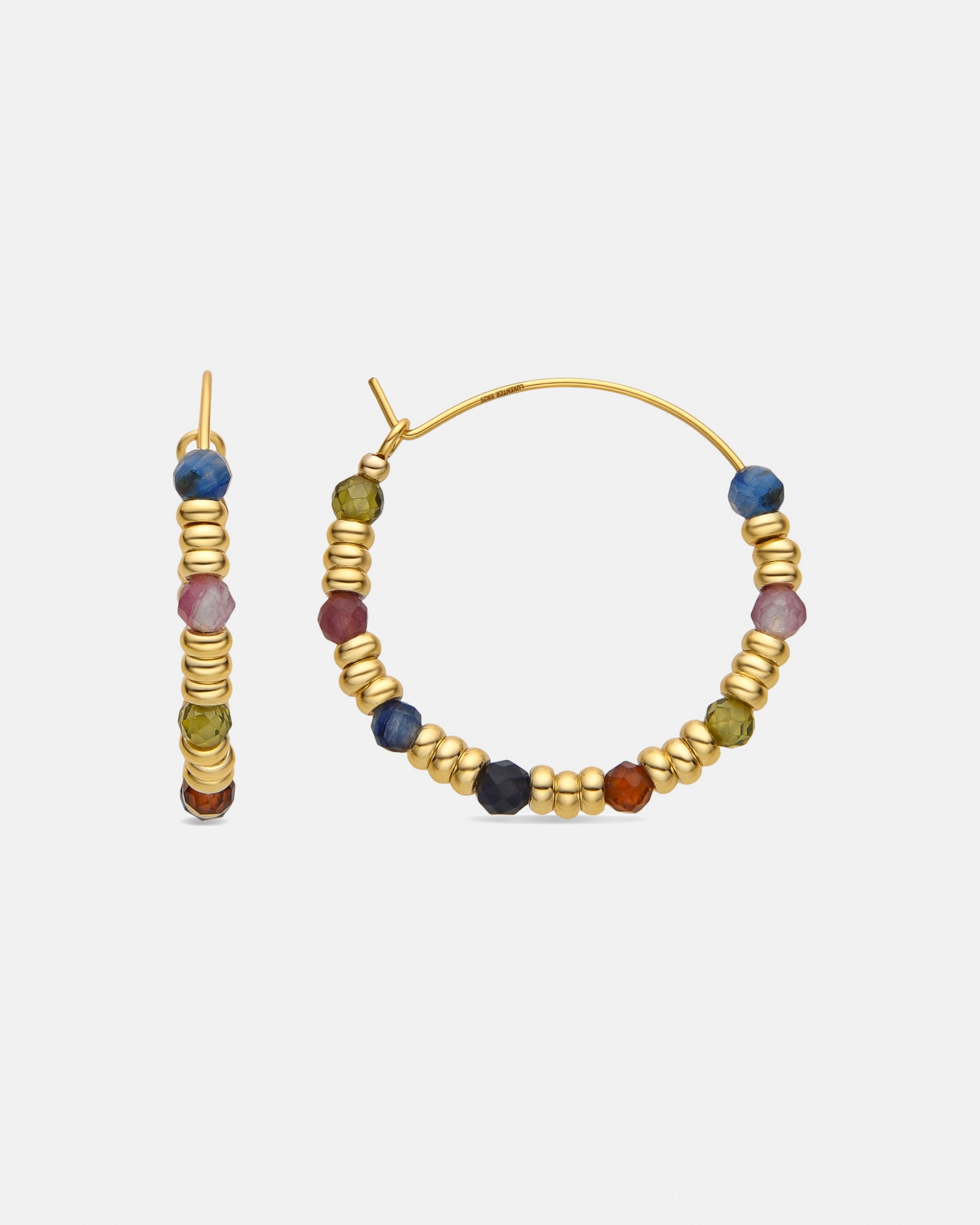 Brincos Pide Un Deseo de Prata de Lei 925 Acabados em Ouro Amarelo de 18 Quilates com Cristal Multicolor Ouro-1