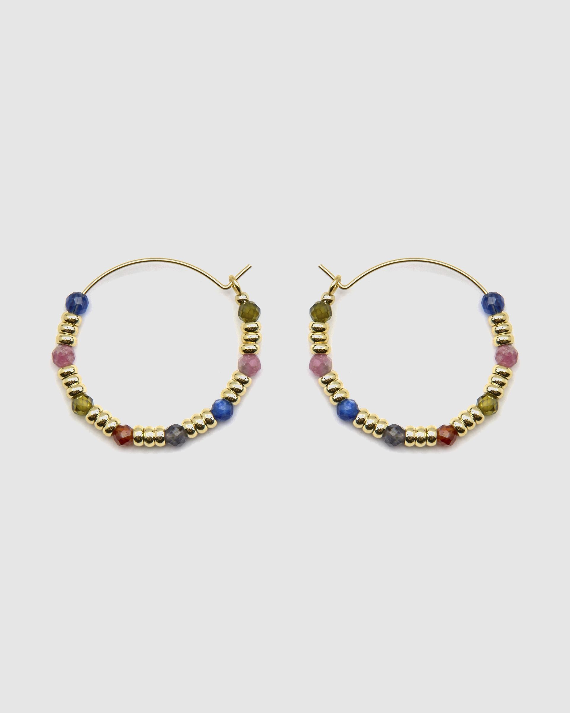 Brincos Pide Un Deseo de Prata de Lei 925 Acabados em Ouro Amarelo de 18 Quilates com Cristal Multicolor Ouro-3