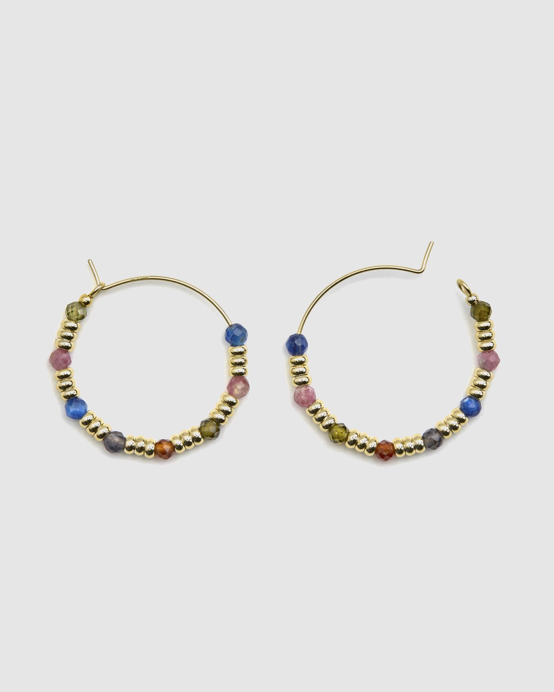 Brincos Pide Un Deseo de Prata de Lei 925 Acabados em Ouro Amarelo de 18 Quilates com Cristal Multicolor Ouro-6