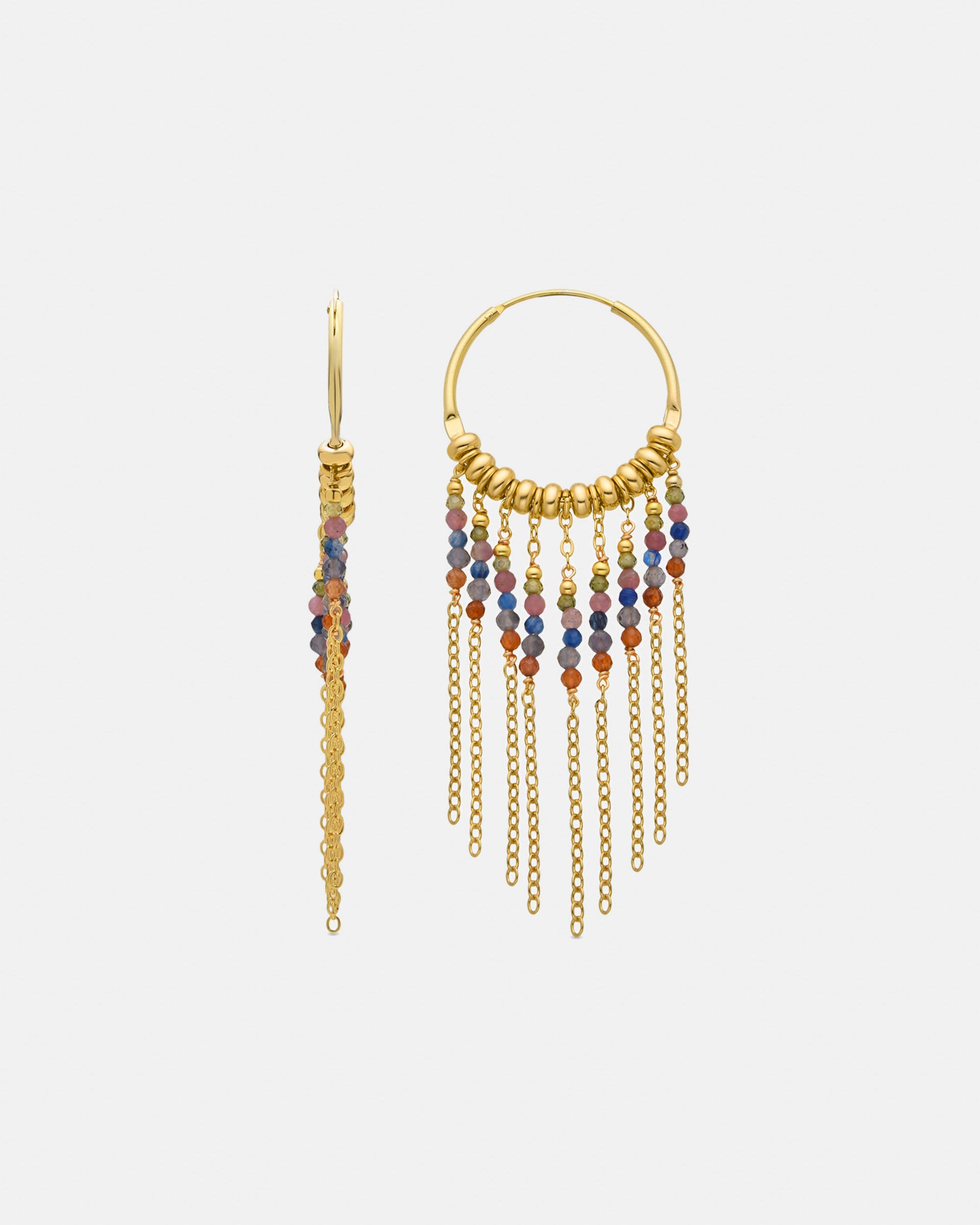 Brincos de Aro Pide Un Deseo de Prata de Lei 925 com Acabamento em Ouro de 18 Quilates e Cristal Multicolor Ouro-1