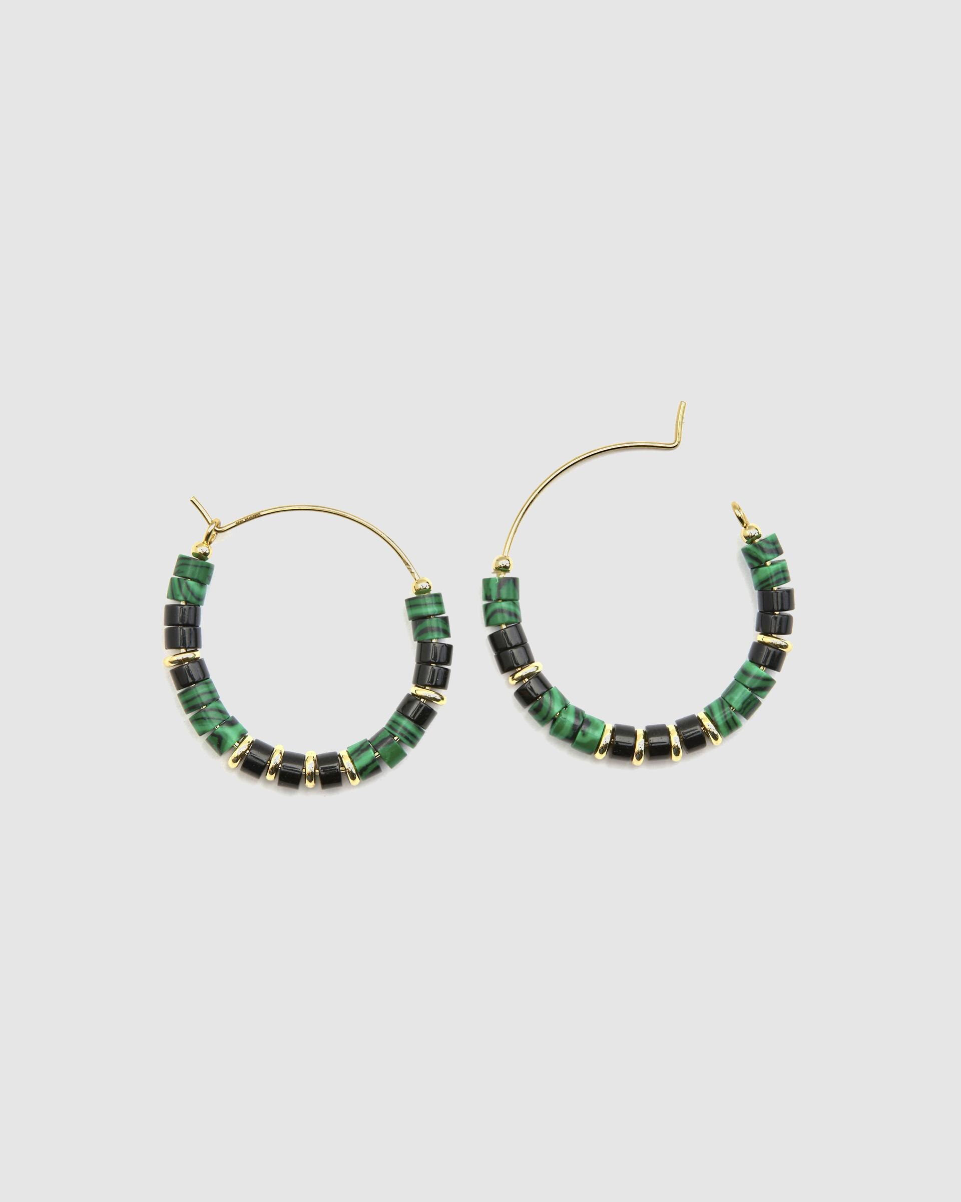 Brincos Trendy de Prata de Lei 925 com Acabamento em Ouro Amarelo de 18 Quilates e Malaquita Ouro-6