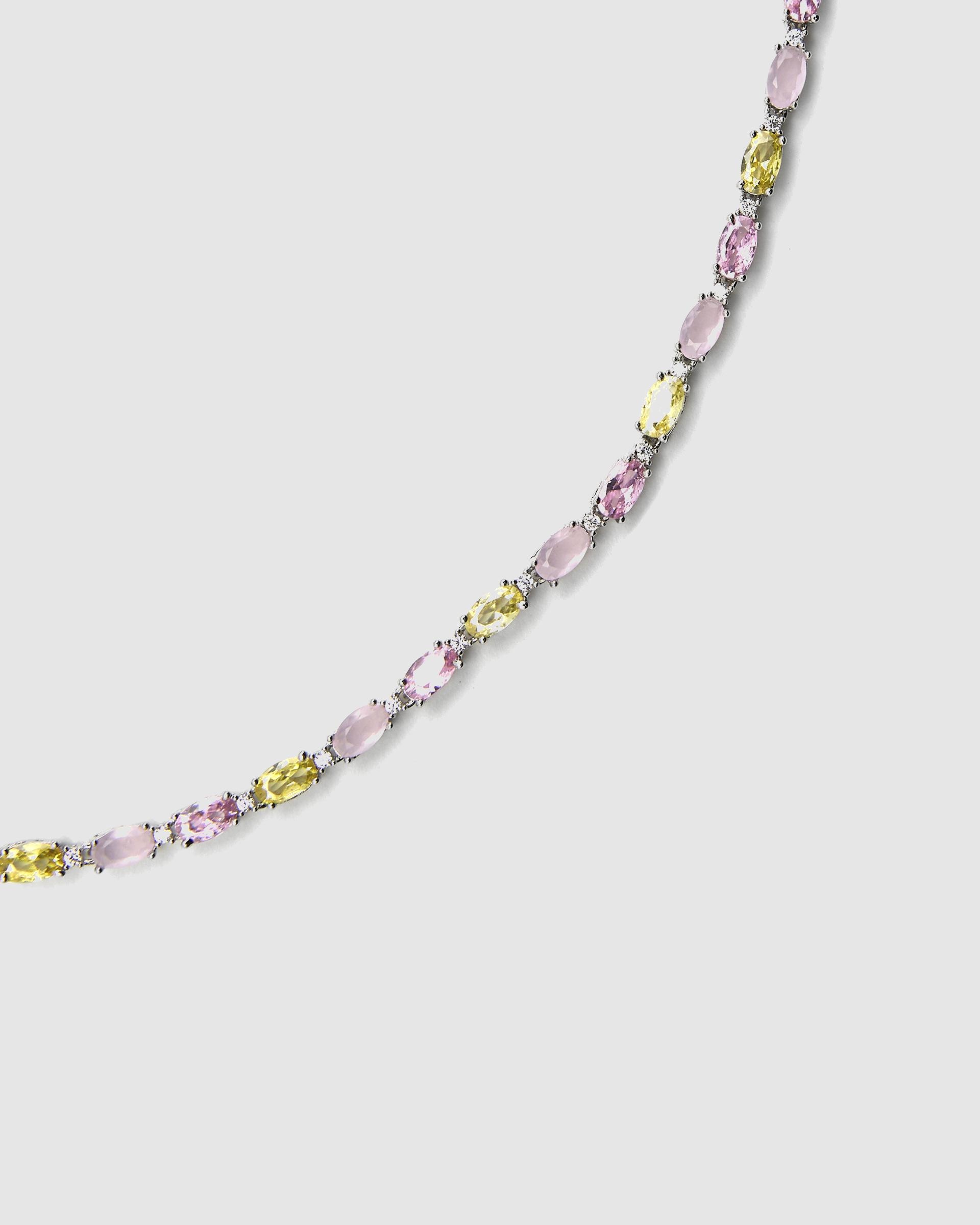 Colar Momentos para Brilhar de Prata de Lei 925 com Acabamento em Ródio e Quartzo Hidrotermal Rosa Roxo-3