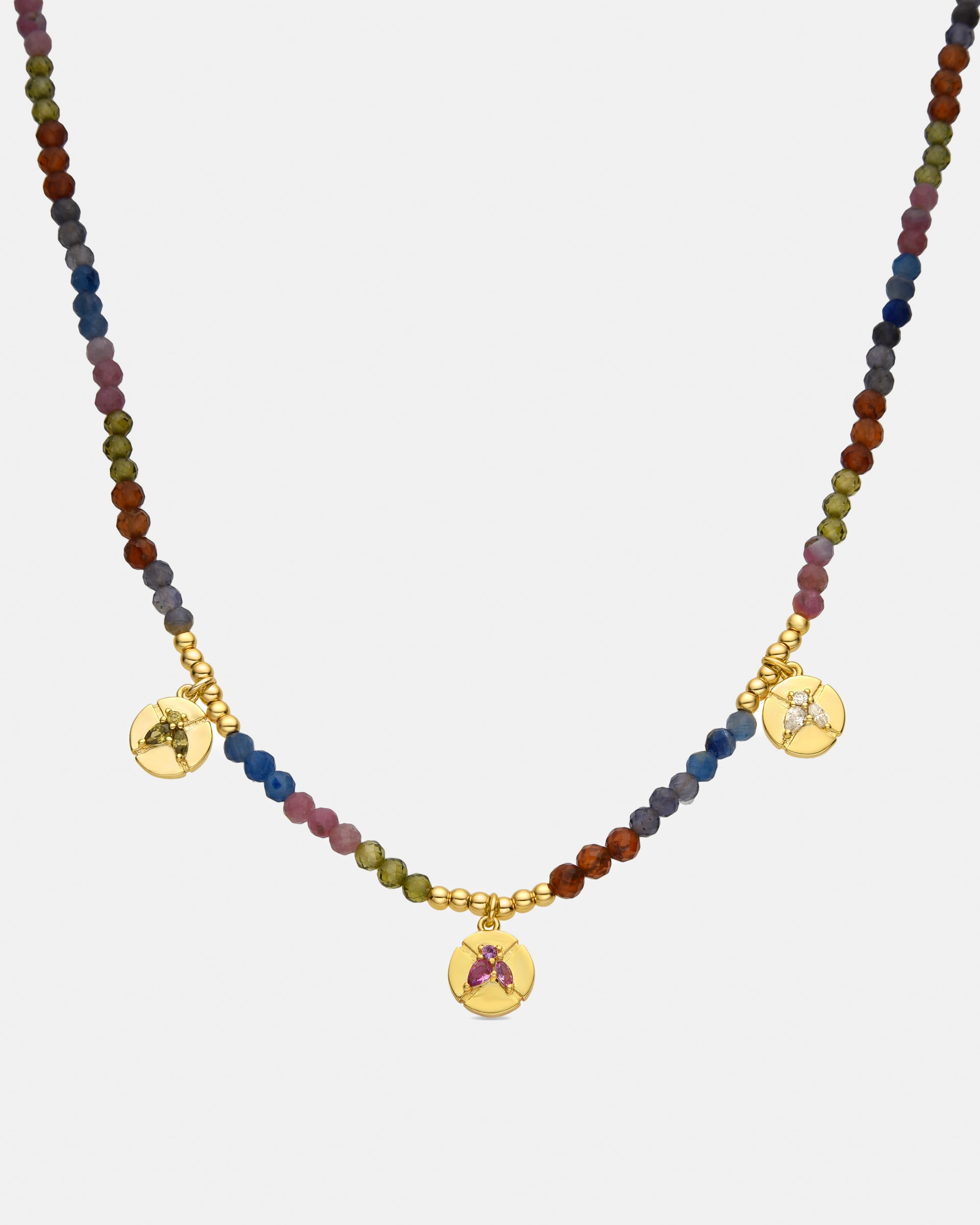 Colar Pide Un Deseo de Prata de Lei 925 com Acabamento em Ouro de 18 Quilates e Cristal Multicolor Ouro-1